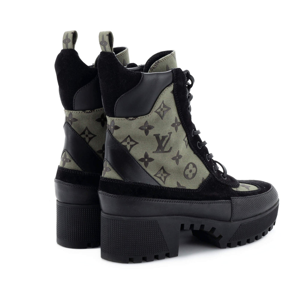 Women's Laureate Platform Desert Boots Monogram Canvas with Suede and Leather