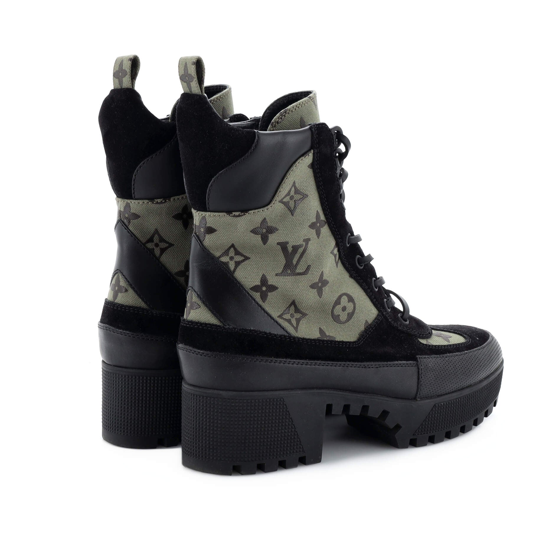 Women's Laureate Platform Desert Boots Monogram Canvas with Suede and Leather