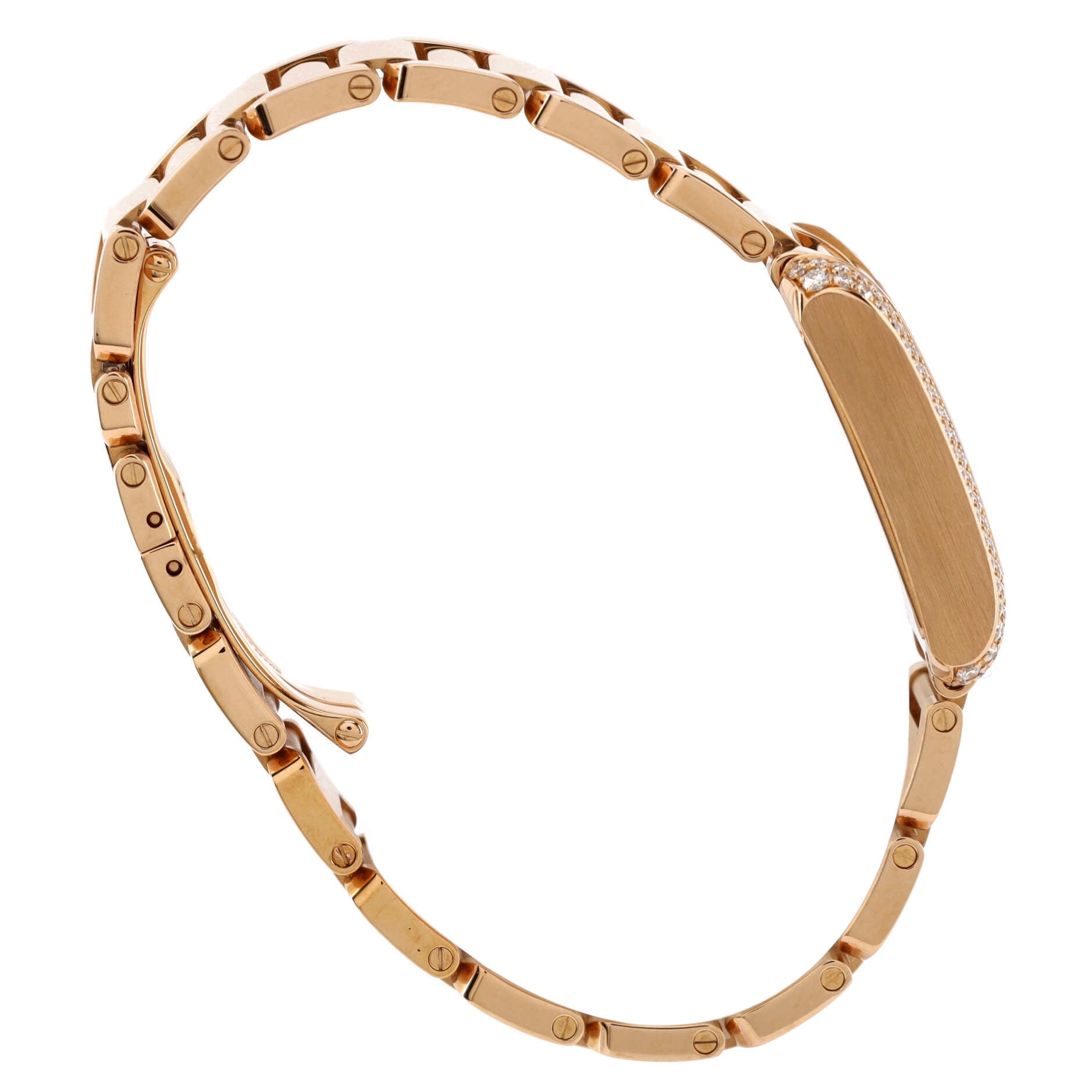 Tank Anglaise Quartz Watch Rose Gold with Diamond Bezel 23