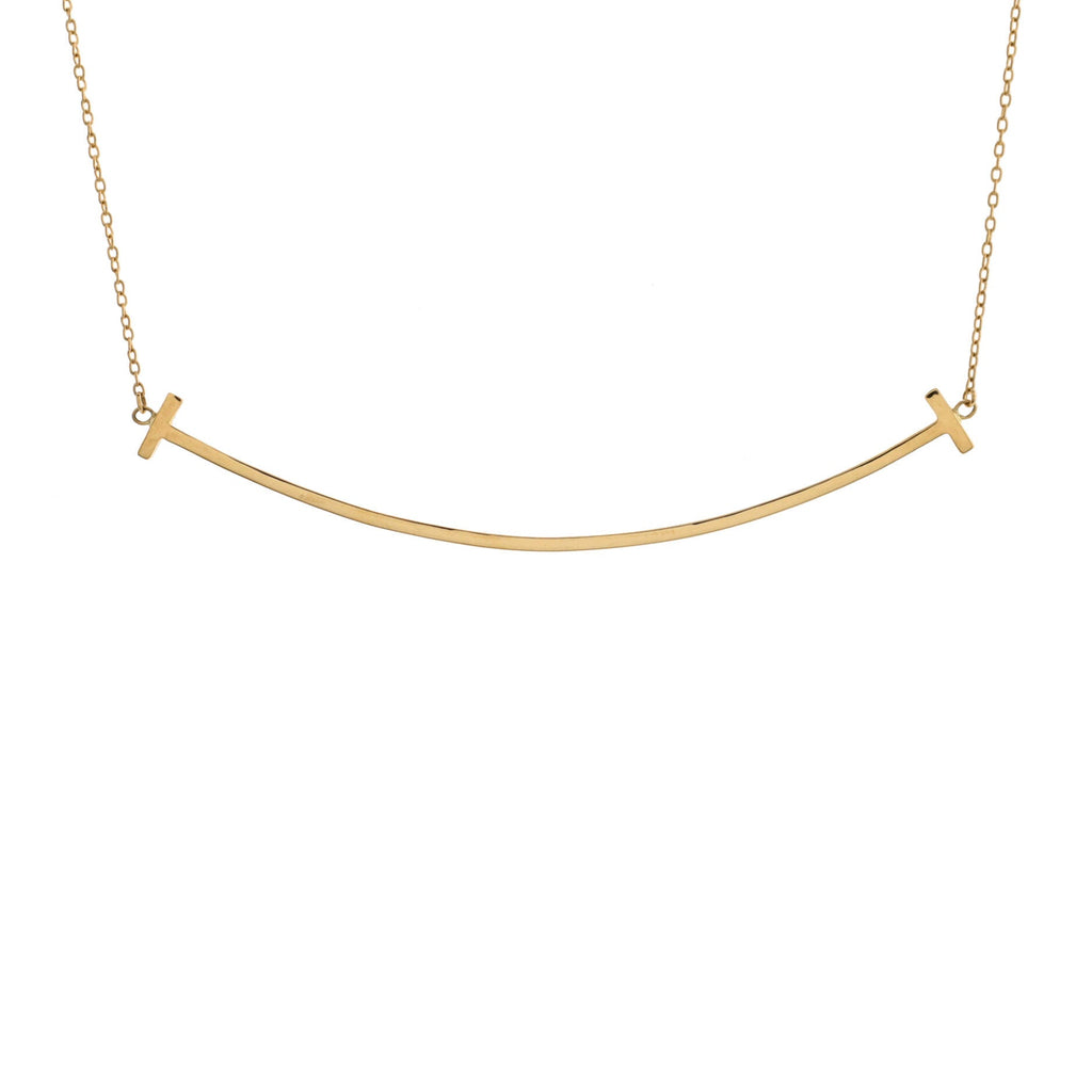 T Smile Pendant Necklace 18K Yellow Gold Large