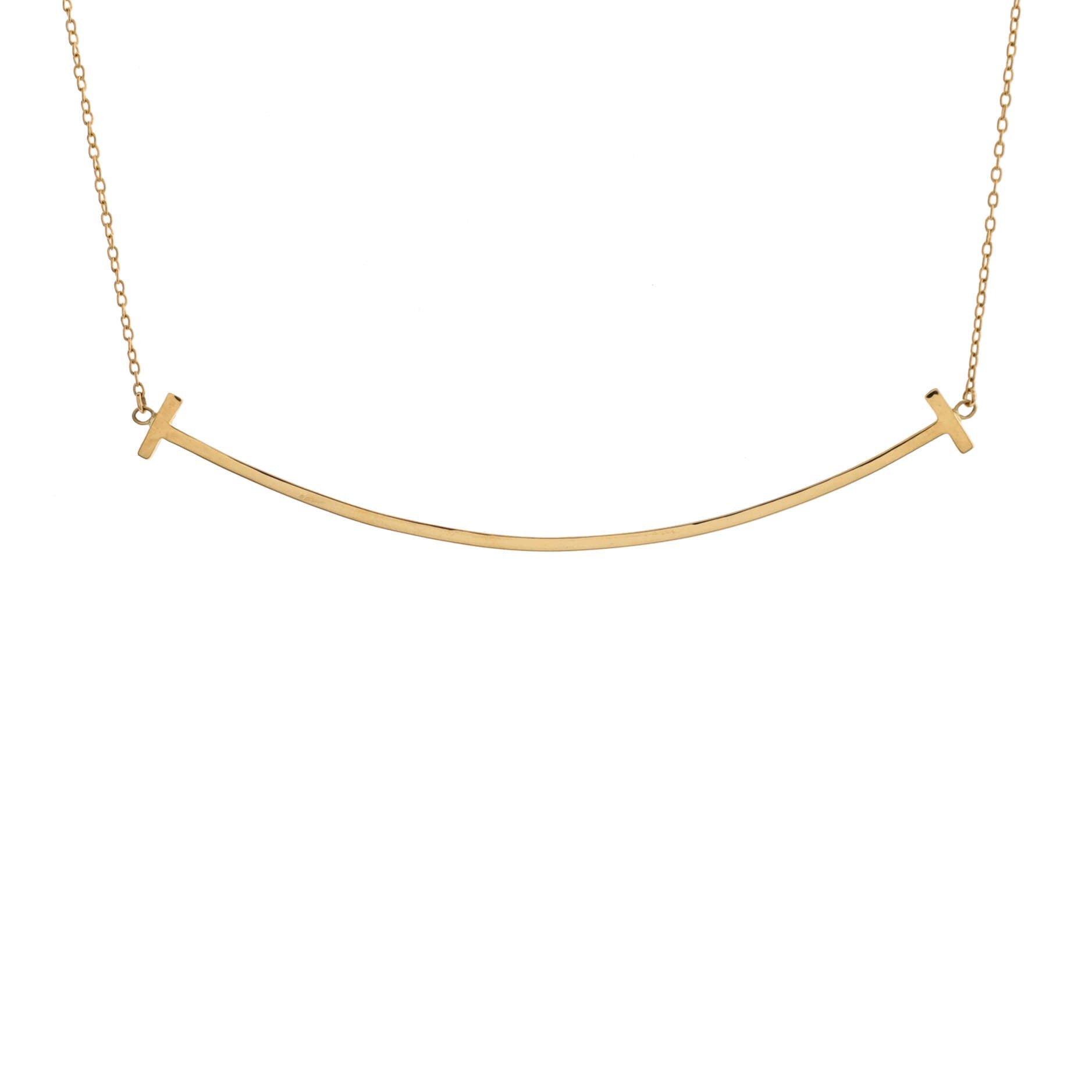 T Smile Pendant Necklace 18K Yellow Gold Large