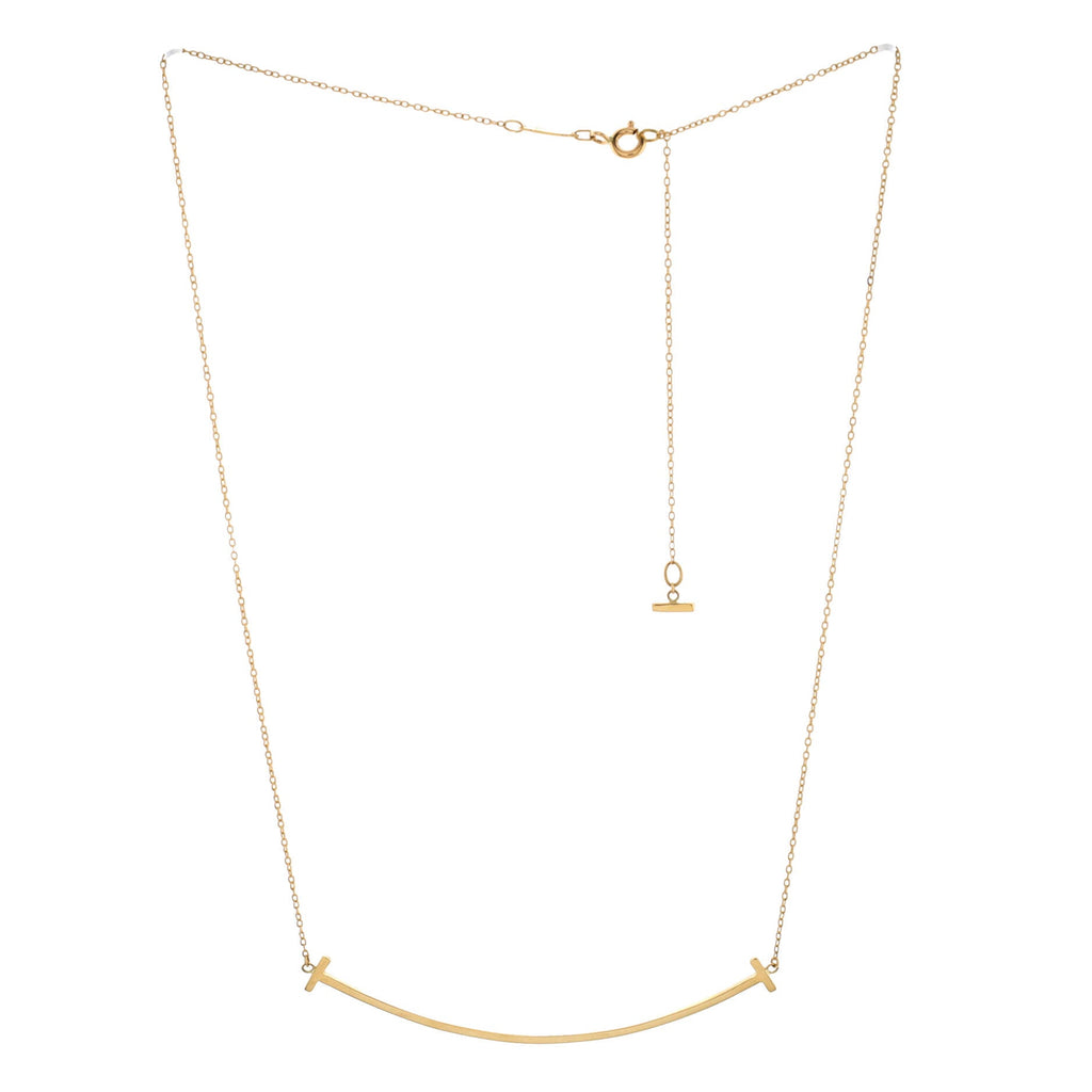 T Smile Pendant Necklace 18K Yellow Gold Large
