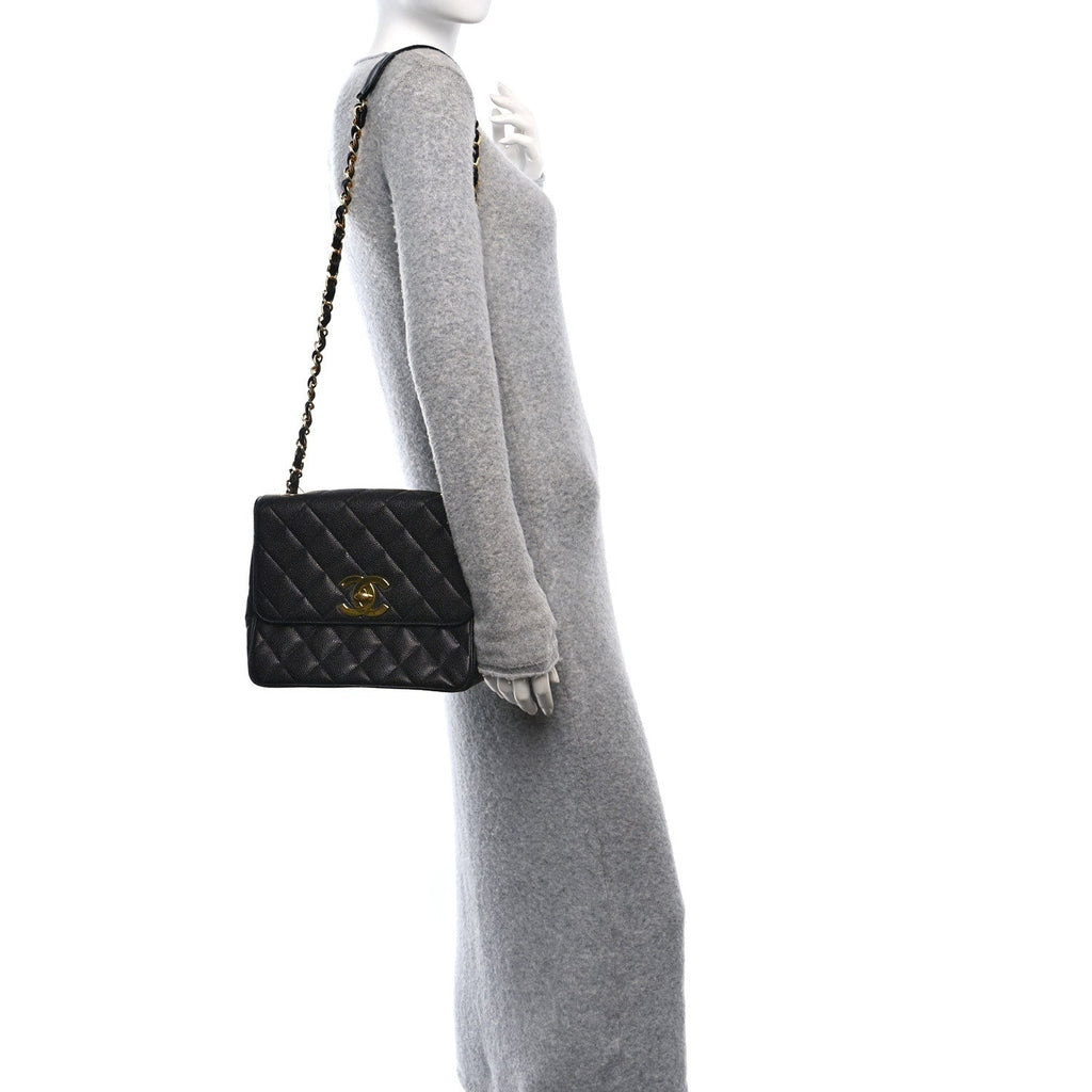 Caviar Quilted XL Single Flap Black