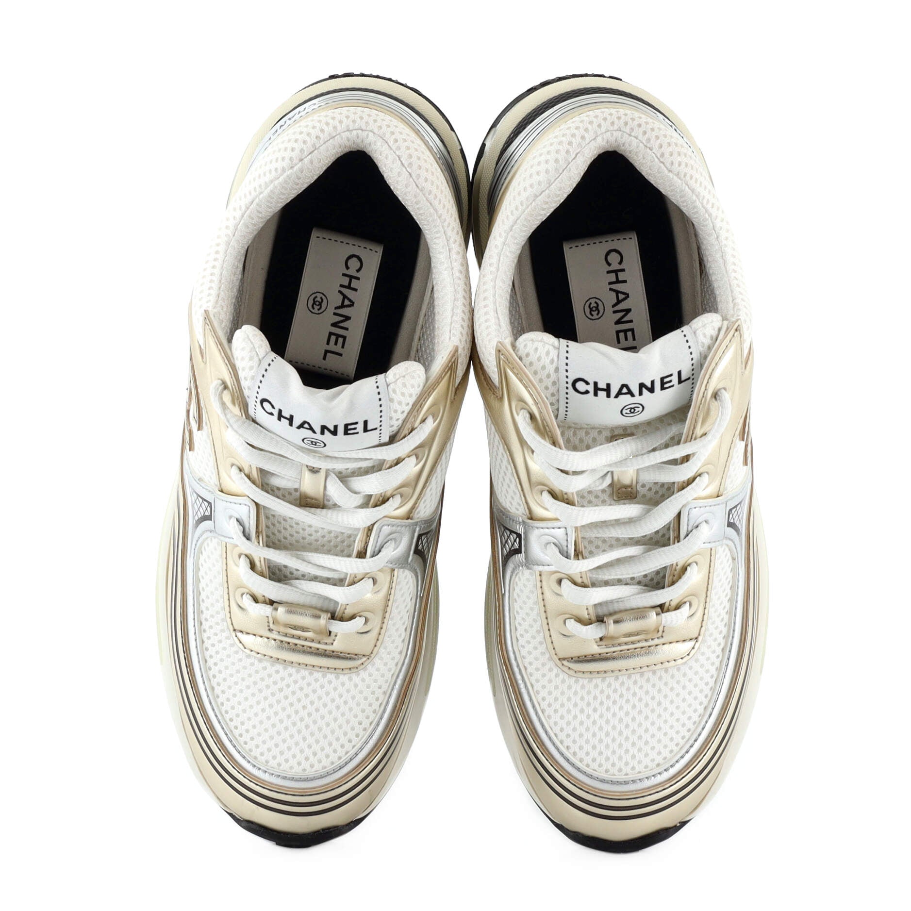 Women's CC Low-Top Sneakers Fabric and Laminated Leather