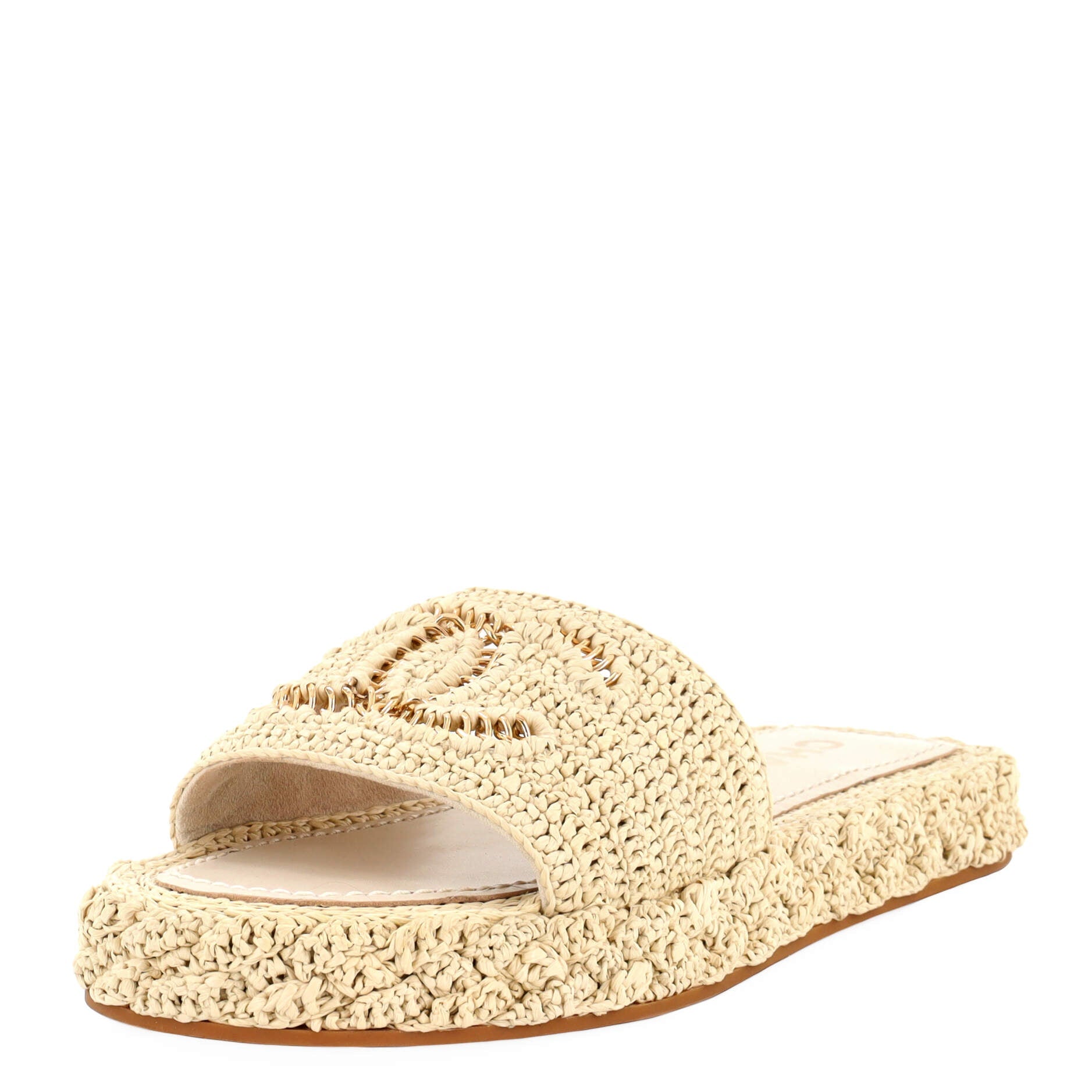 Women's CC Slide Mules Woven Raffia