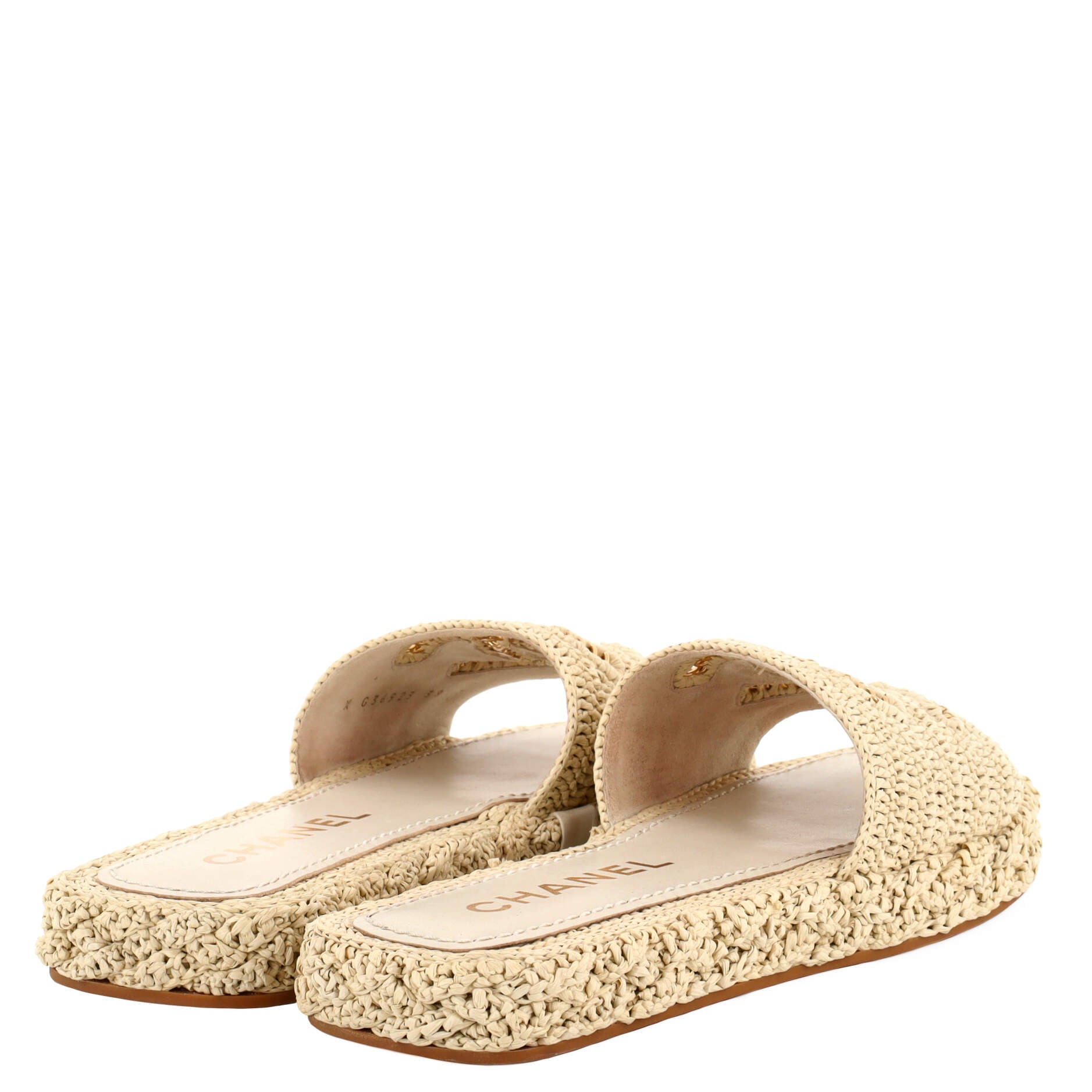 Women's CC Slide Mules Woven Raffia