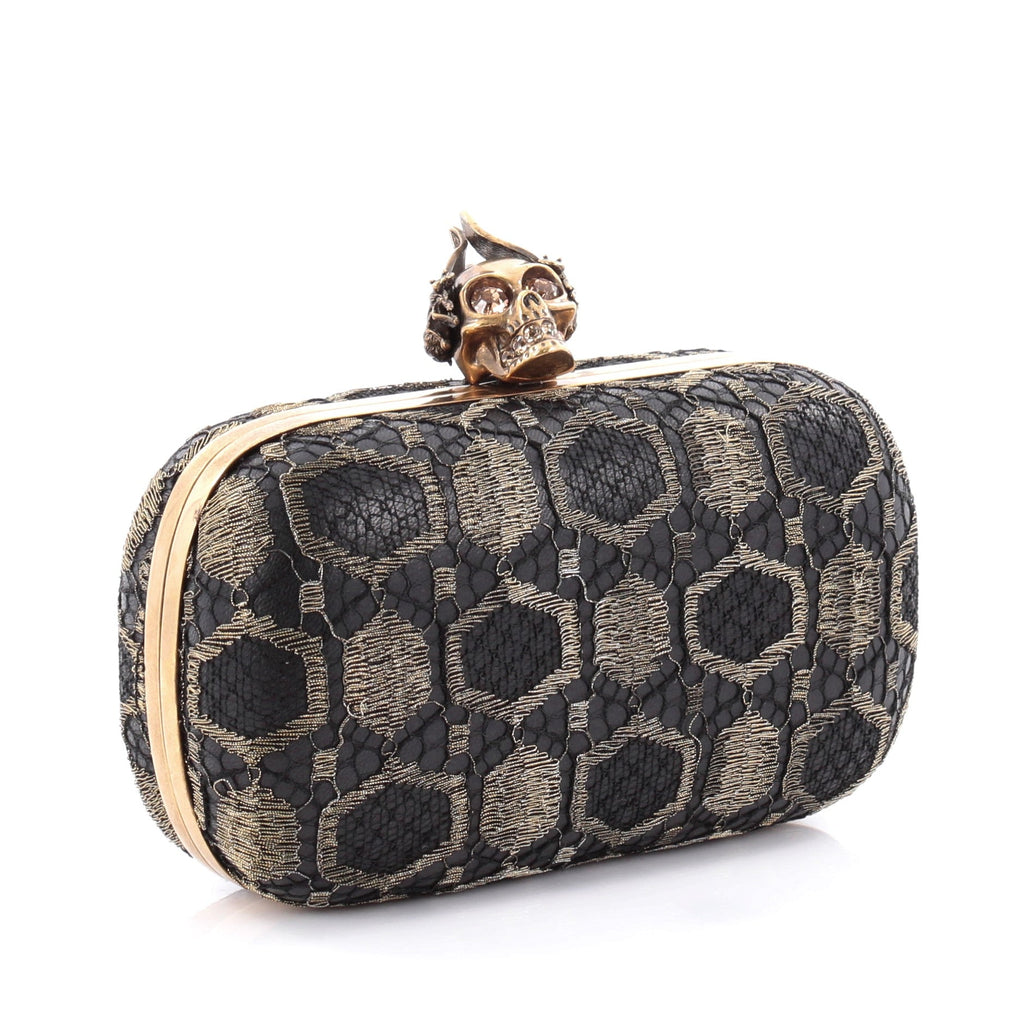 Skull Box Clutch Lace and Leather Small