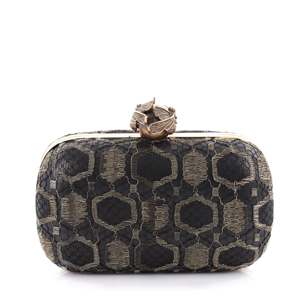 Skull Box Clutch Lace and Leather Small