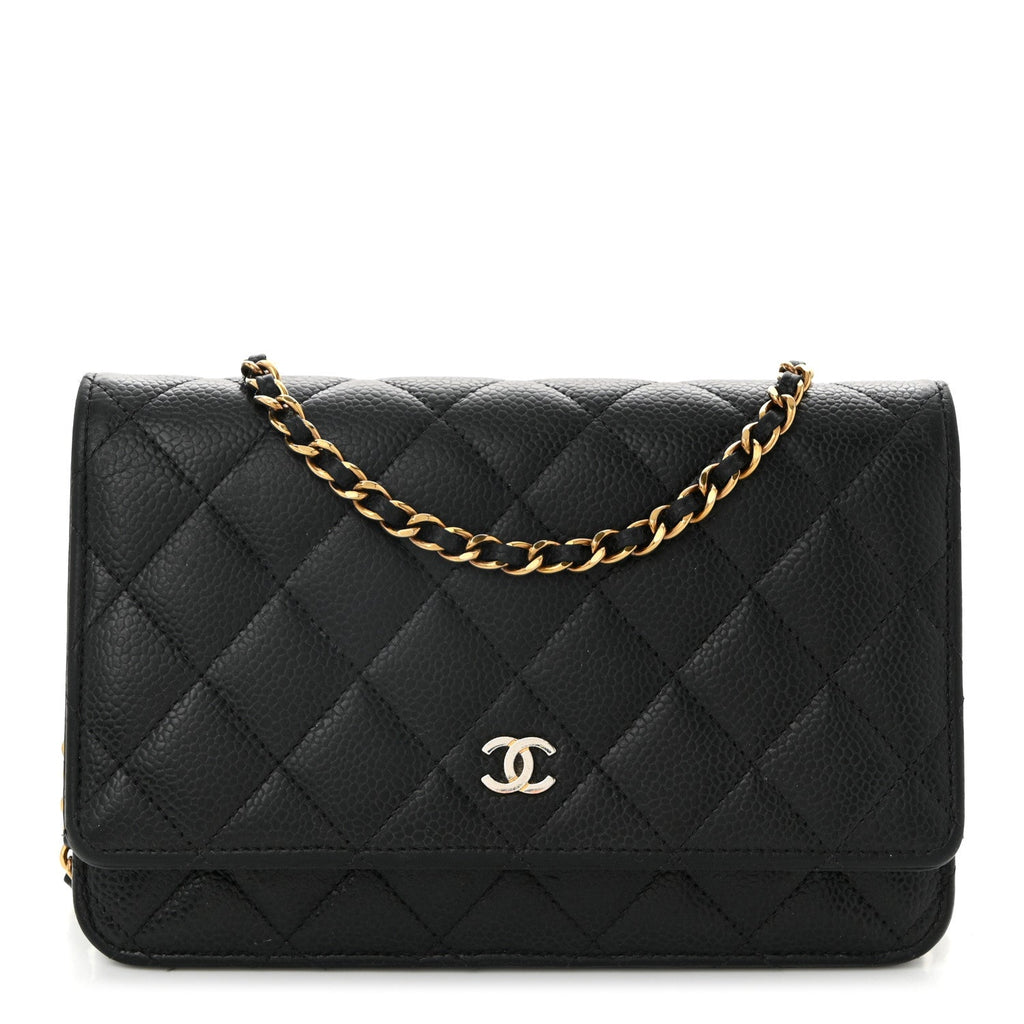 Caviar Quilted Wallet On Chain WOC Black