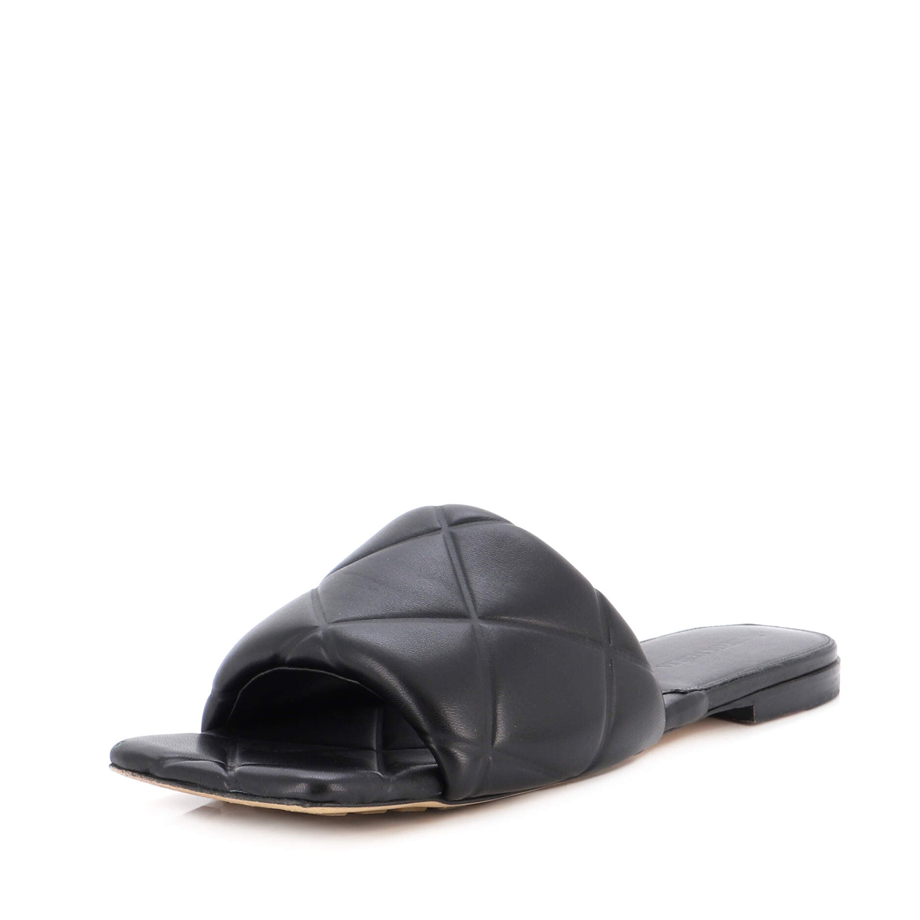 Women's Rubber Lido Flat Sandals Quilted Embossed Leather