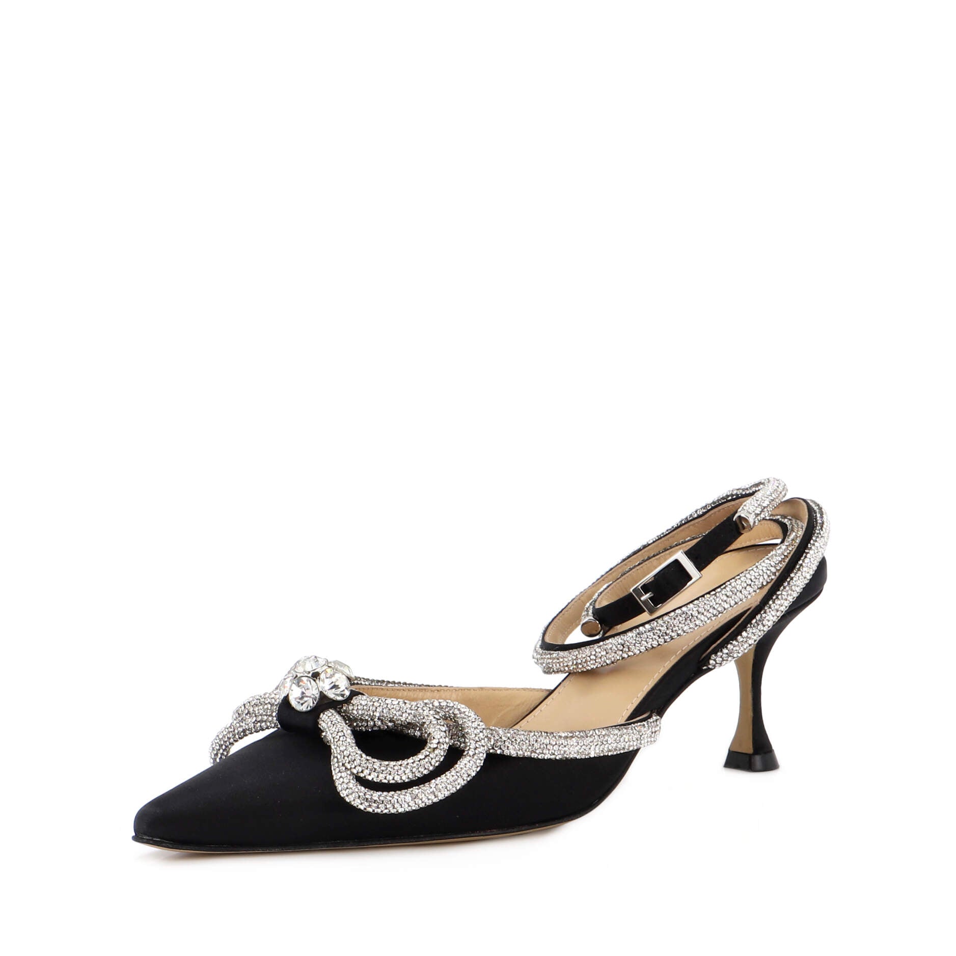 Women's Double Bow Ankle Strap Pumps Satin 75