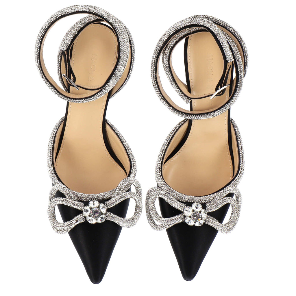 Women's Double Bow Ankle Strap Pumps Satin 75