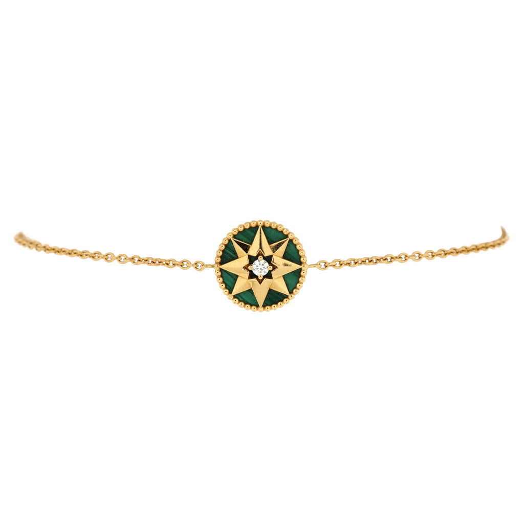 Rose des Vents Bracelet 18K Yellow Gold with Diamond and Malachite