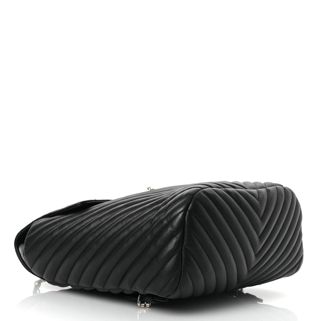 Calfskin Chevron Quilted Large Urban Spirit Backpack Black