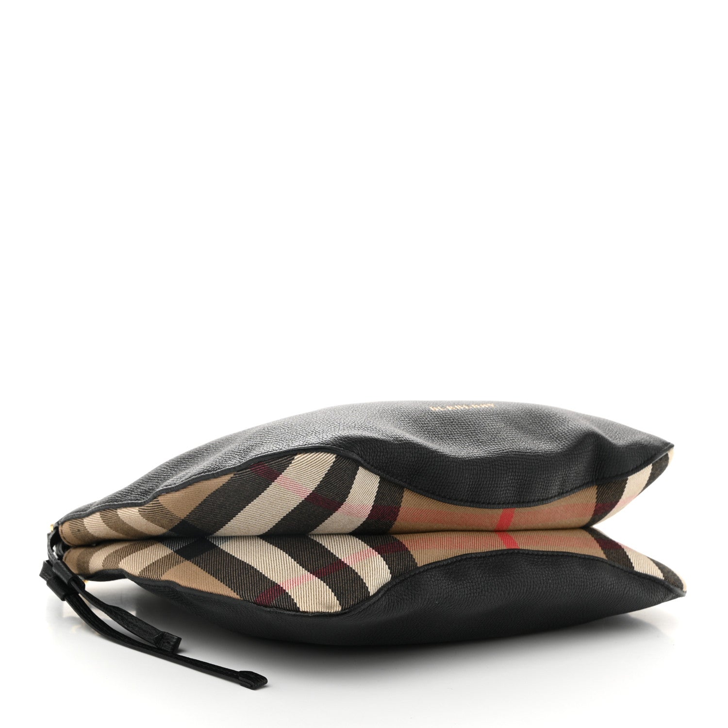 Grainy Calfskin House Check Small Bingley Black