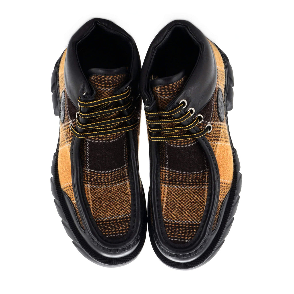 Men's Interlocking G Hiking Boots Plaid Wool and Leather