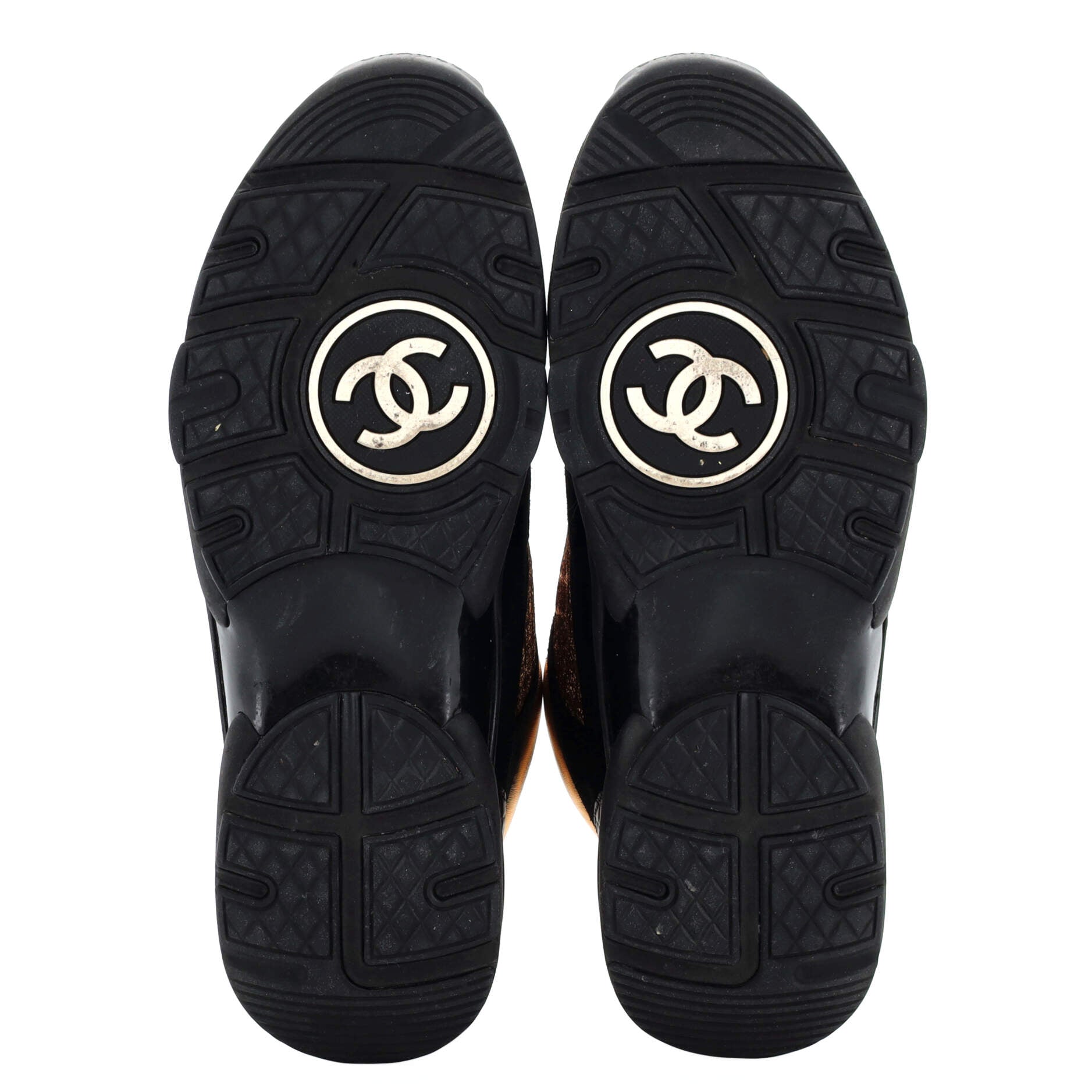 Women's CC Low-Top Sneakers Suede with Fabric and Crocodile Embossed Leather Detail