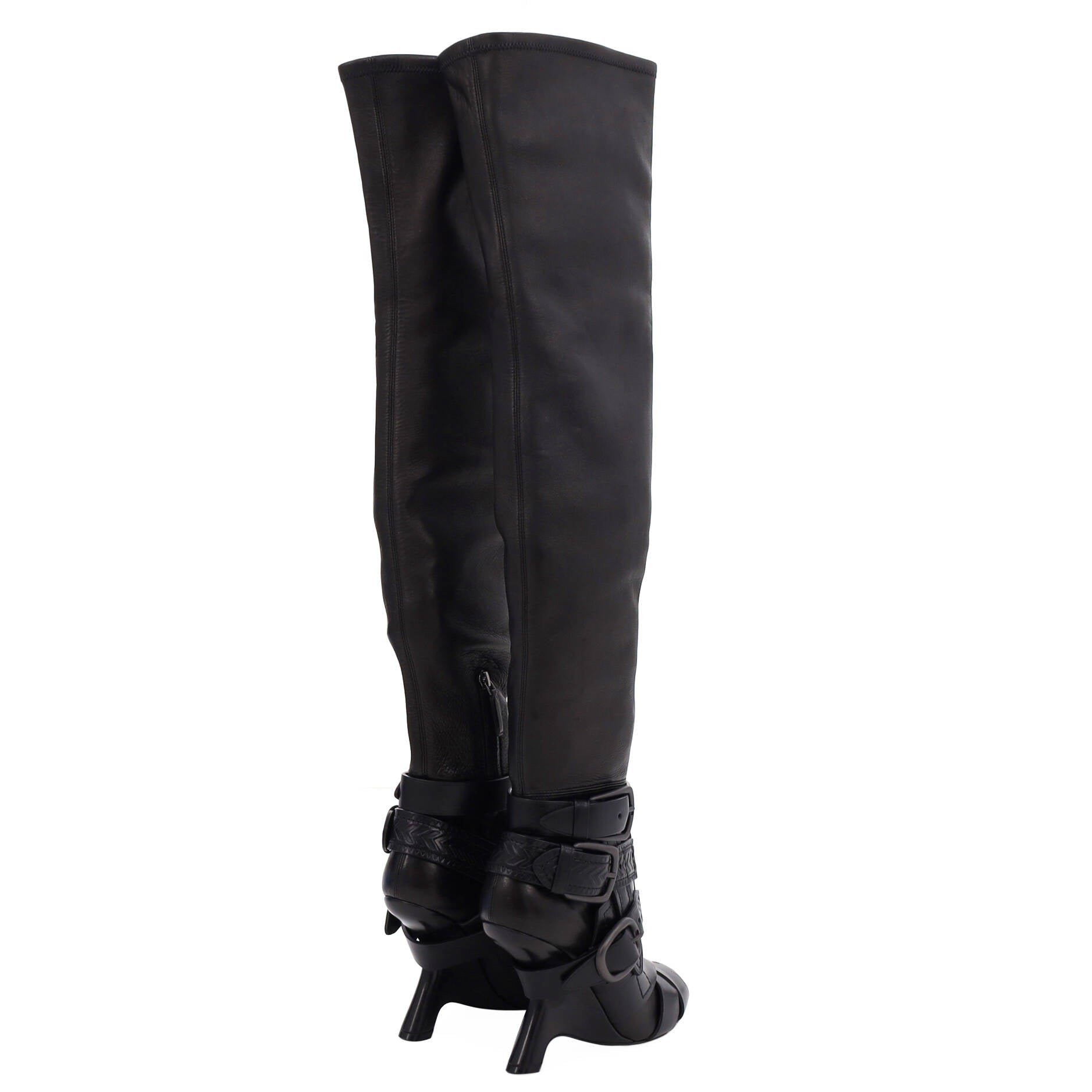 Women's Buckle Knee High Boots Leather