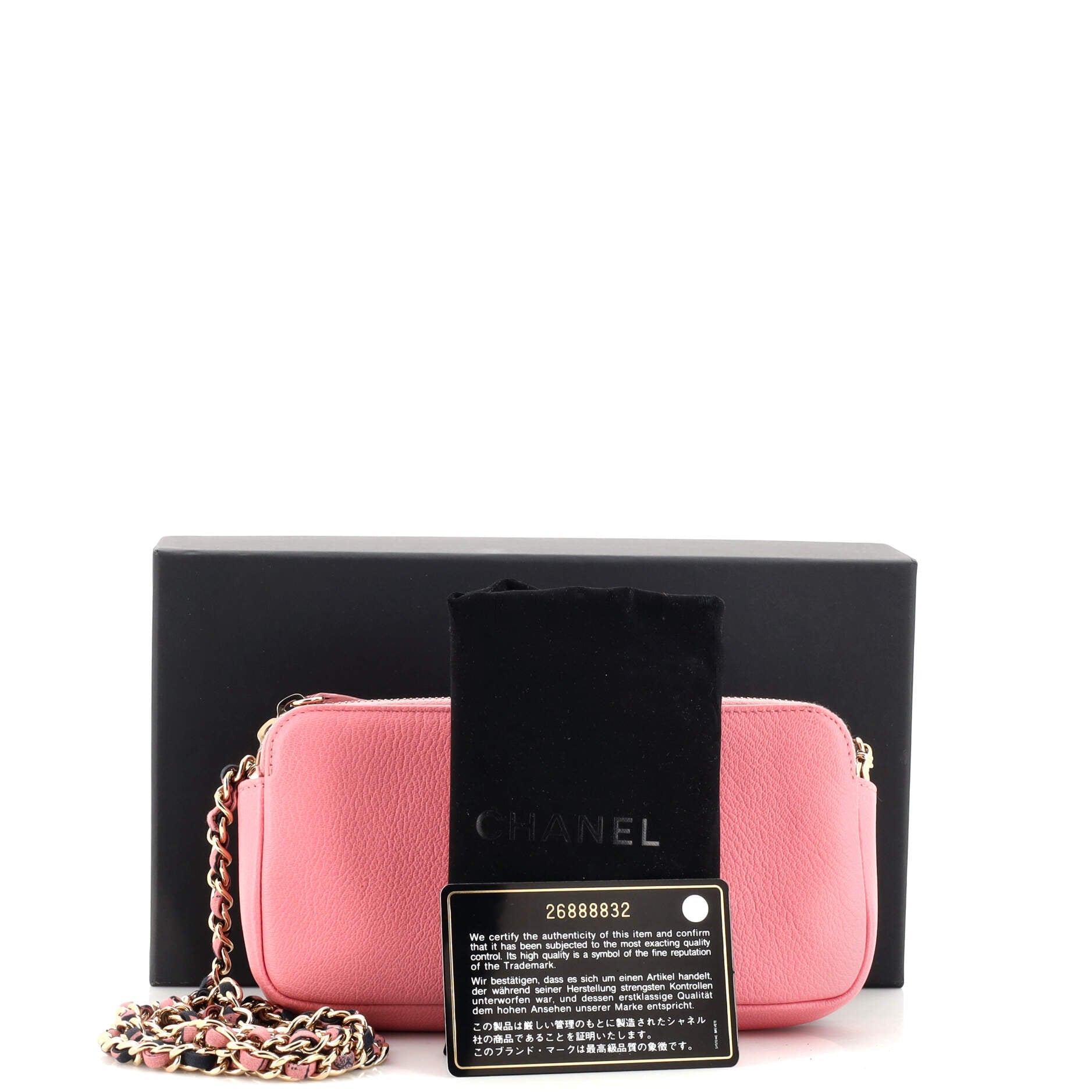 Double Zip Clutch with Chain Goatskin
