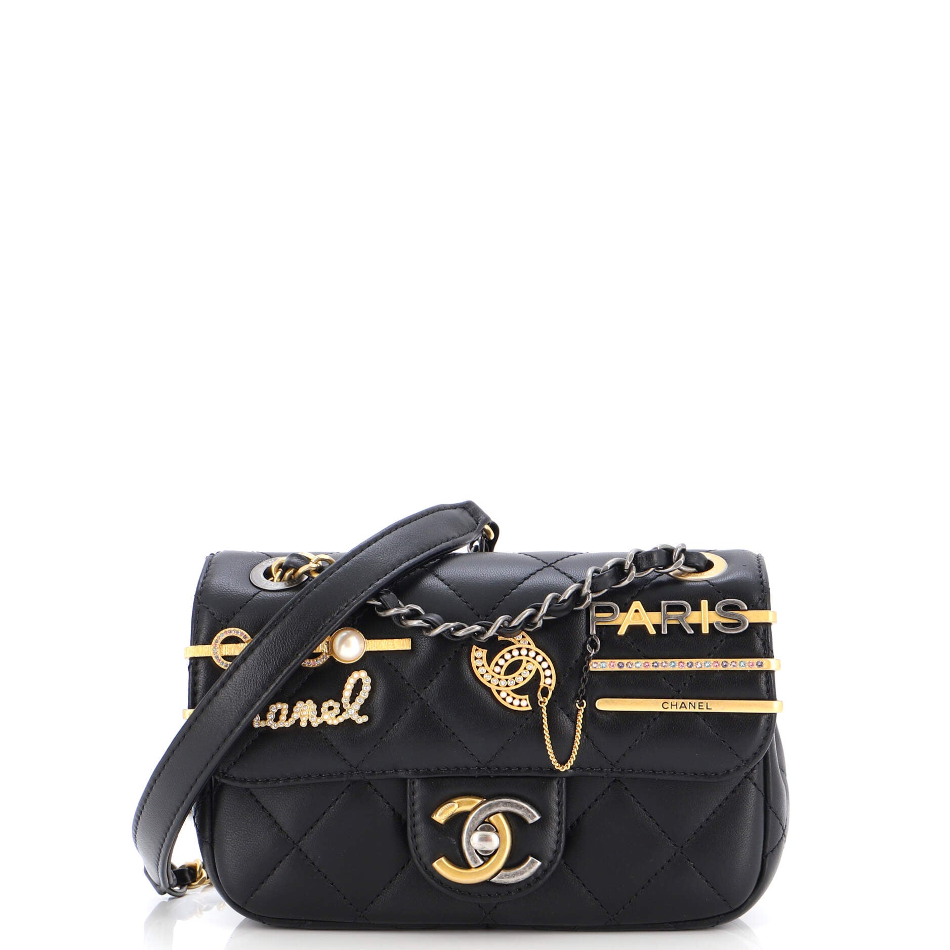 Coco Clips Flap Bag Embellished Quilted Lambskin Mini