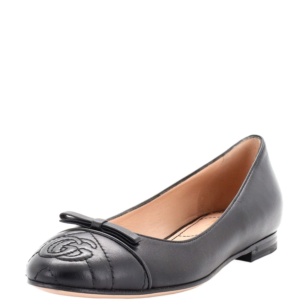 Women's GG Cap Toe Ballet Flats Leather with Matelasse Detail
