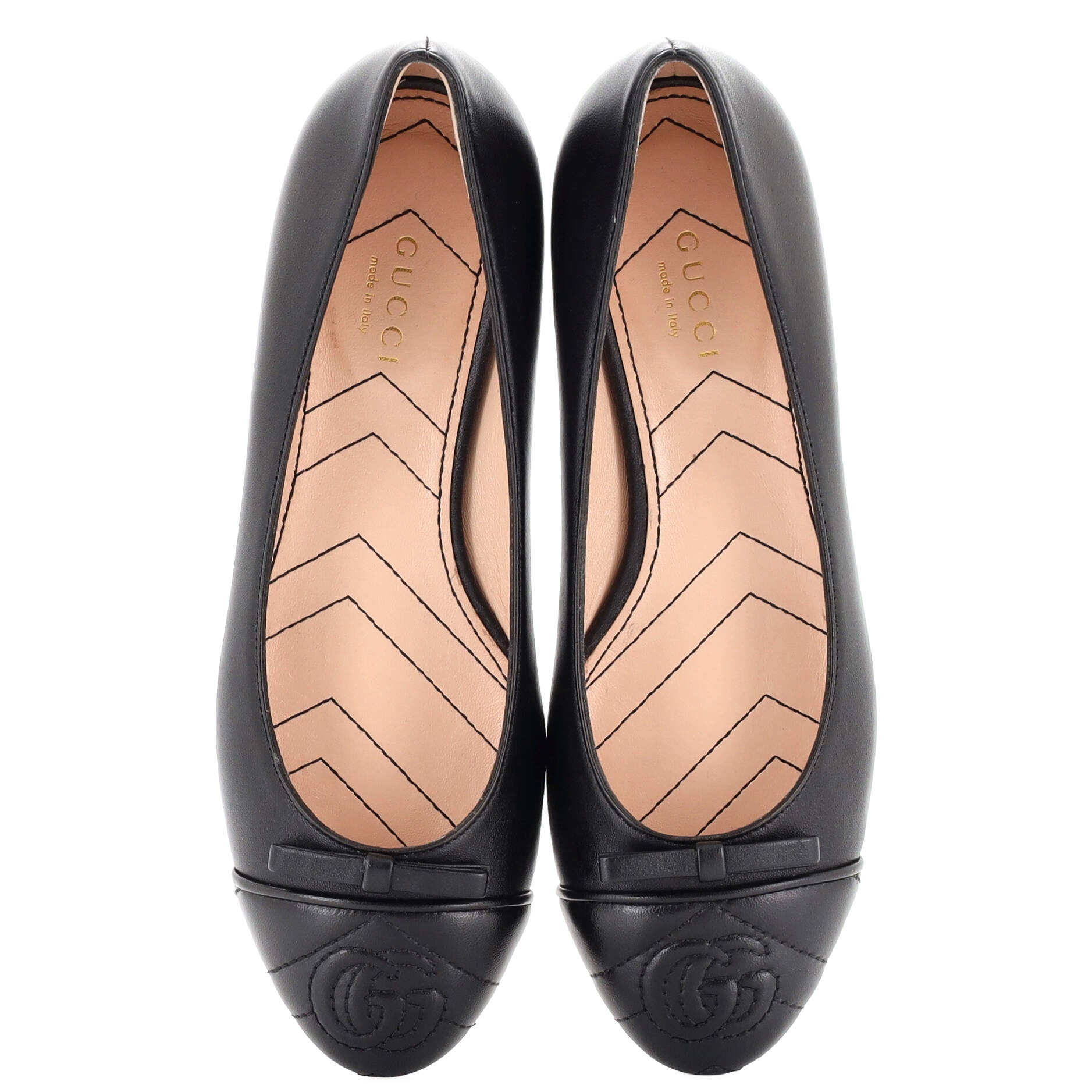 Women's GG Cap Toe Ballet Flats Leather with Matelasse Detail