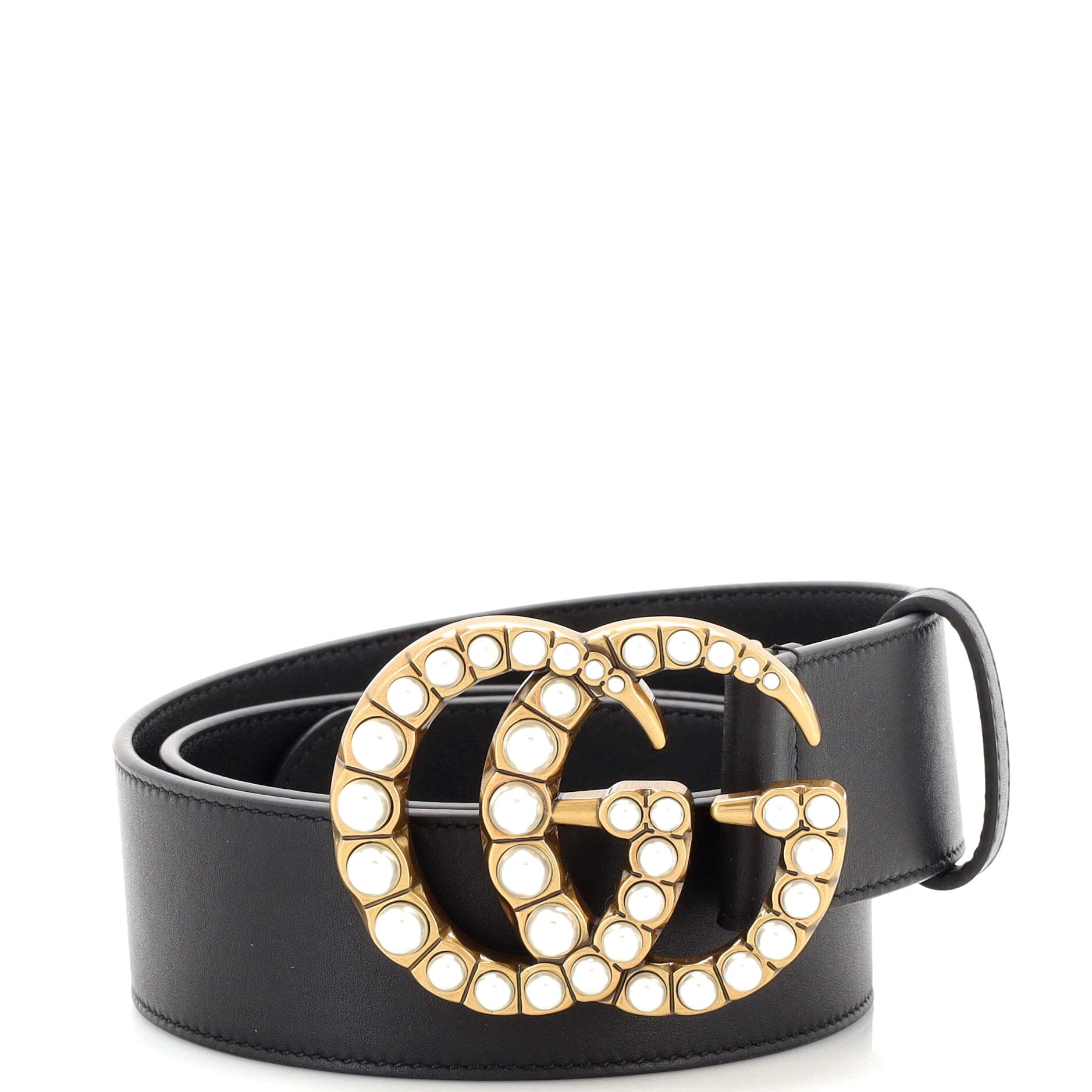 Pearly GG Marmont Belt Leather Wide 80