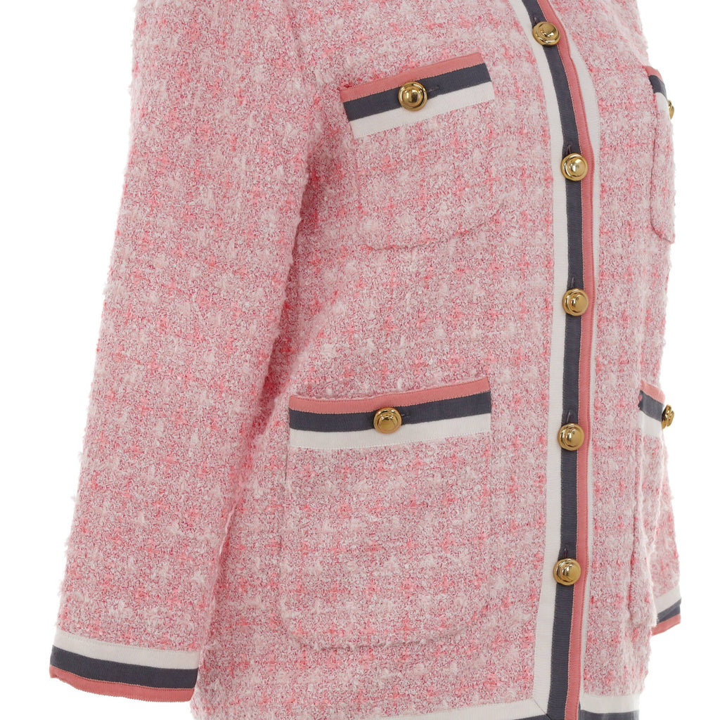 Women's Four Pocket Collarless Jacket Tweed