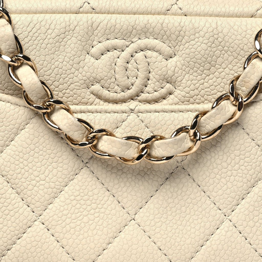Caviar Quilted Mini Coco Tassel Camera Case White