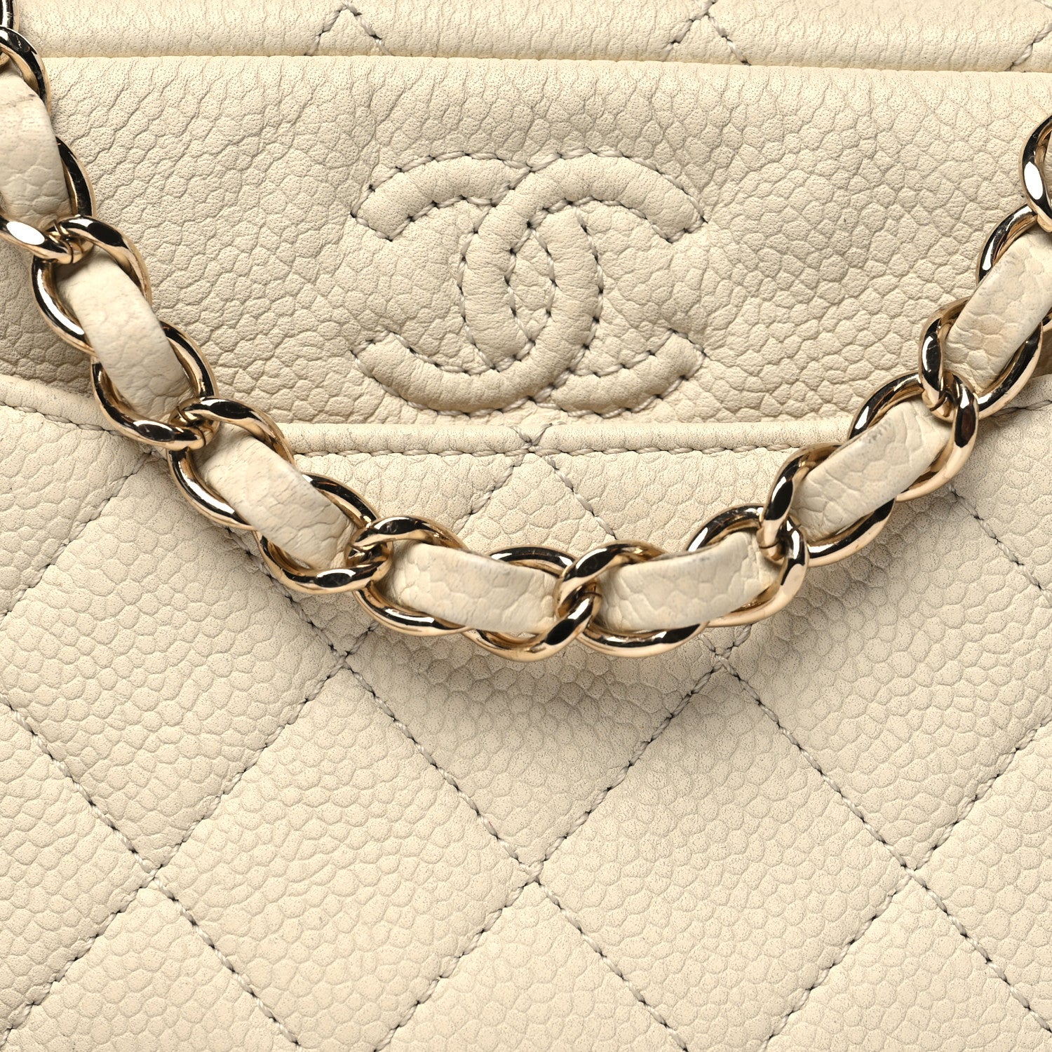 Caviar Quilted Mini Coco Tassel Camera Case White