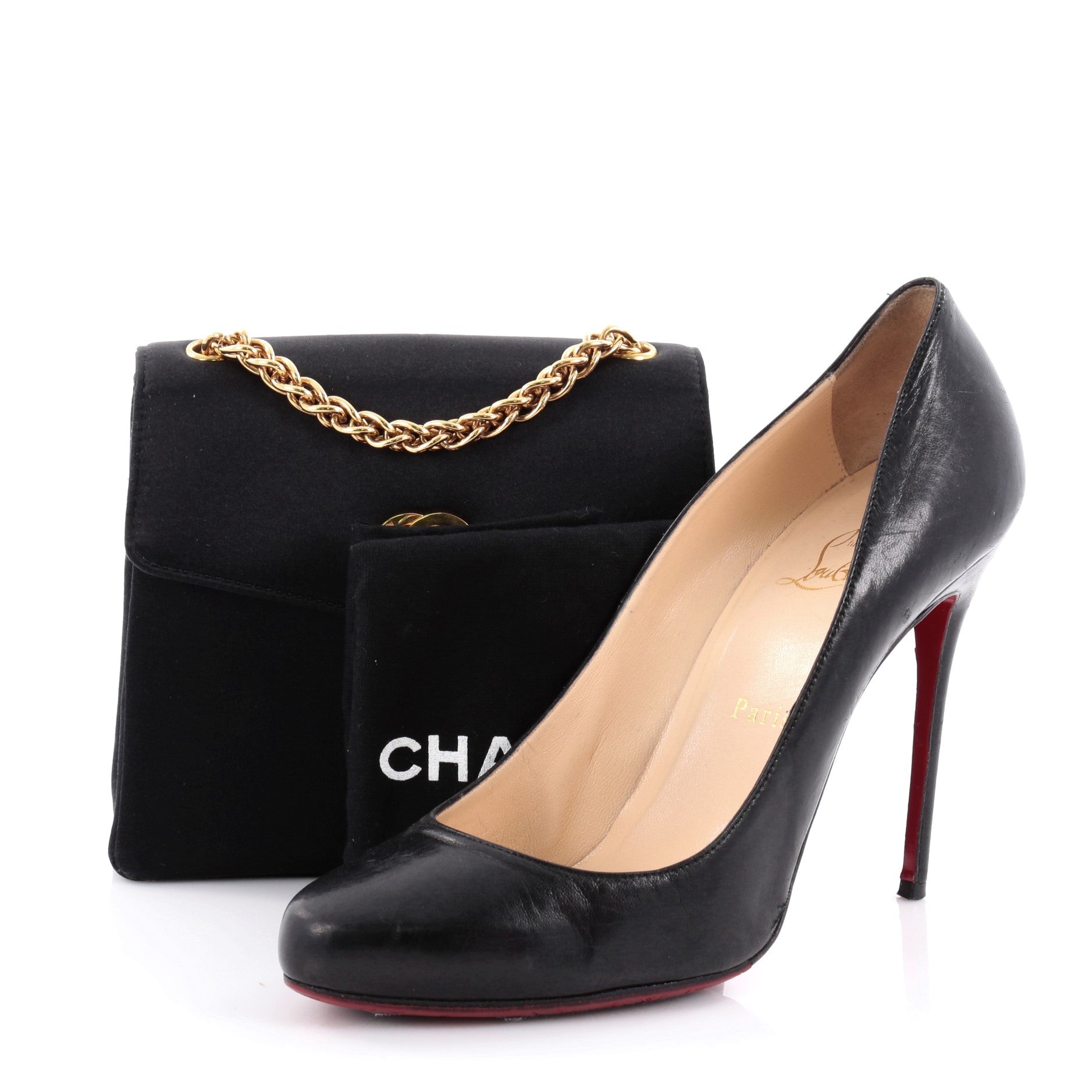 Vintage CC Chain Flap Bag Satin Mini