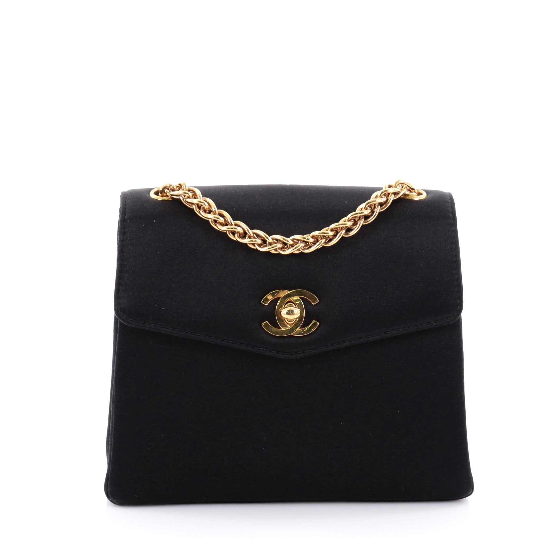 Vintage CC Chain Flap Bag Satin Mini