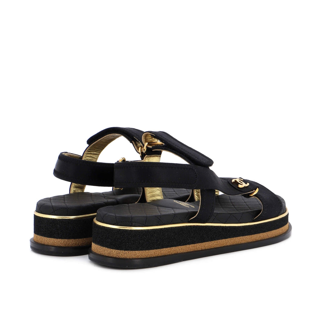 Women's CC Logo Strappy Slingback Platform Sandals Satin