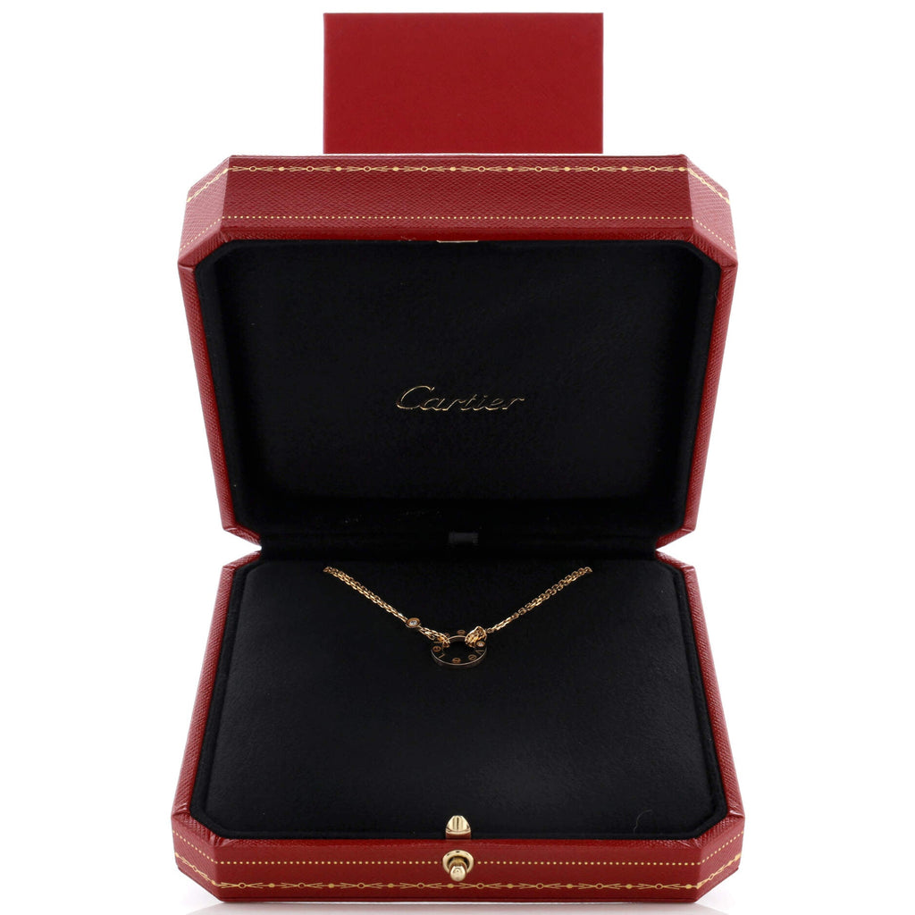 2 Diamonds Love Pendant Necklace 18K Yellow Gold and Diamonds