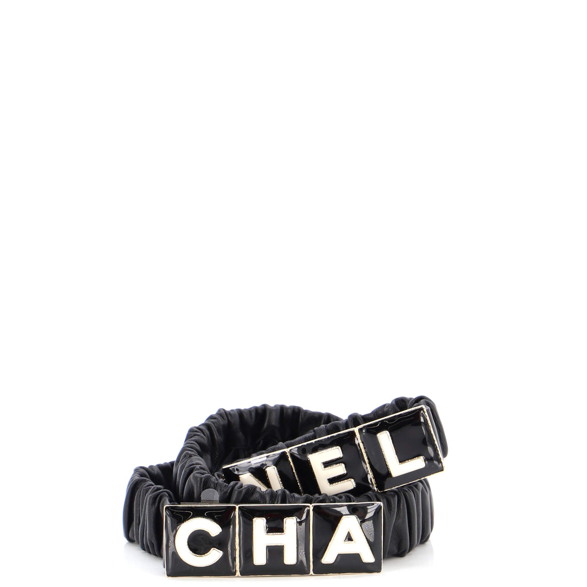 Logo Plate Elastic Belt Leather with Metal and Resin 90