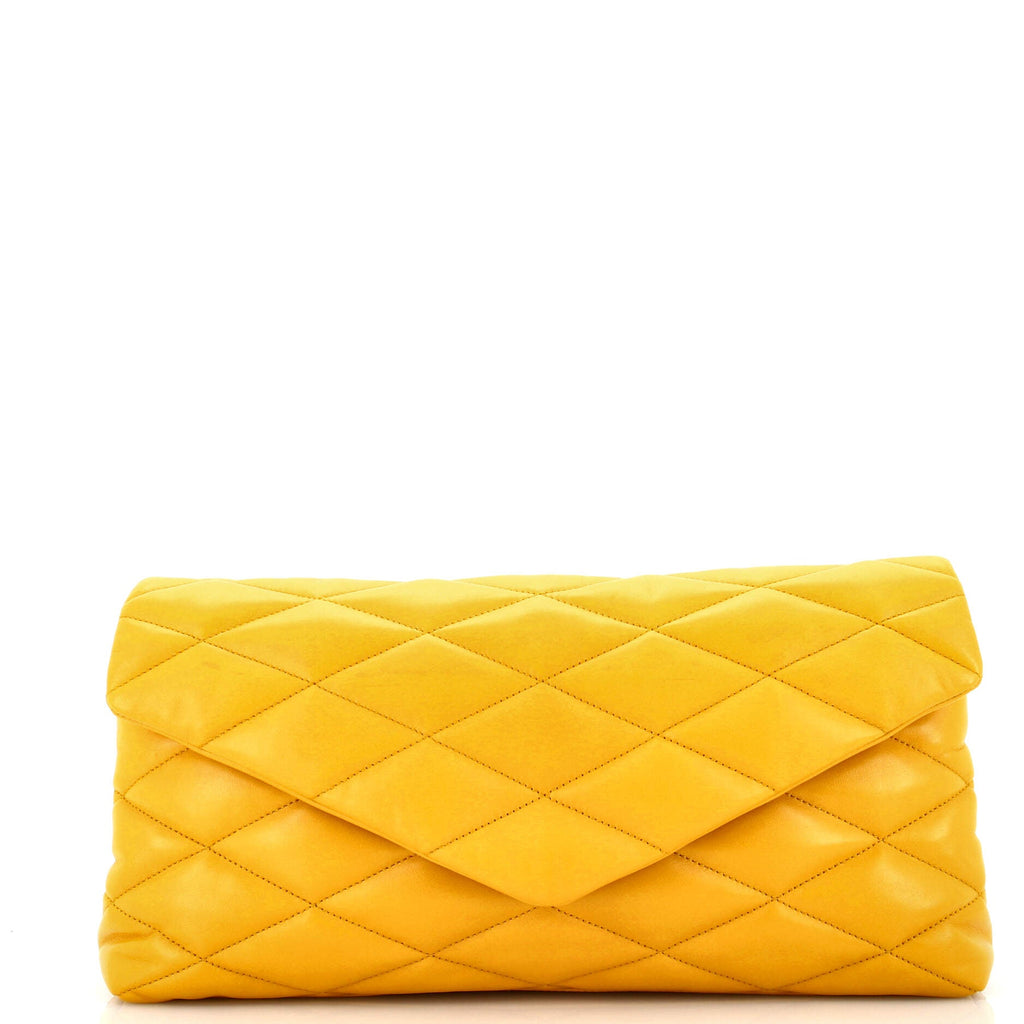 Sade Puffer Envelope Clutch Quilted Leather Large