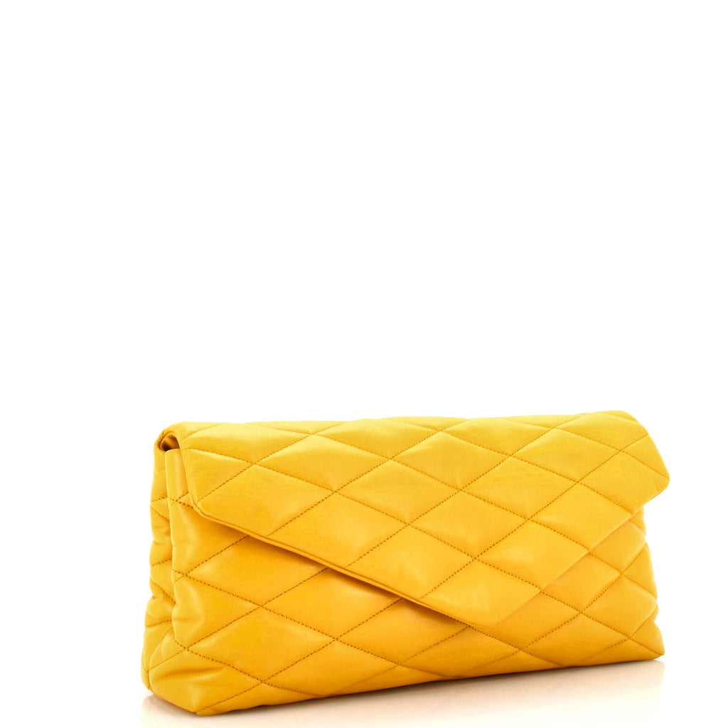 Sade Puffer Envelope Clutch Quilted Leather Large