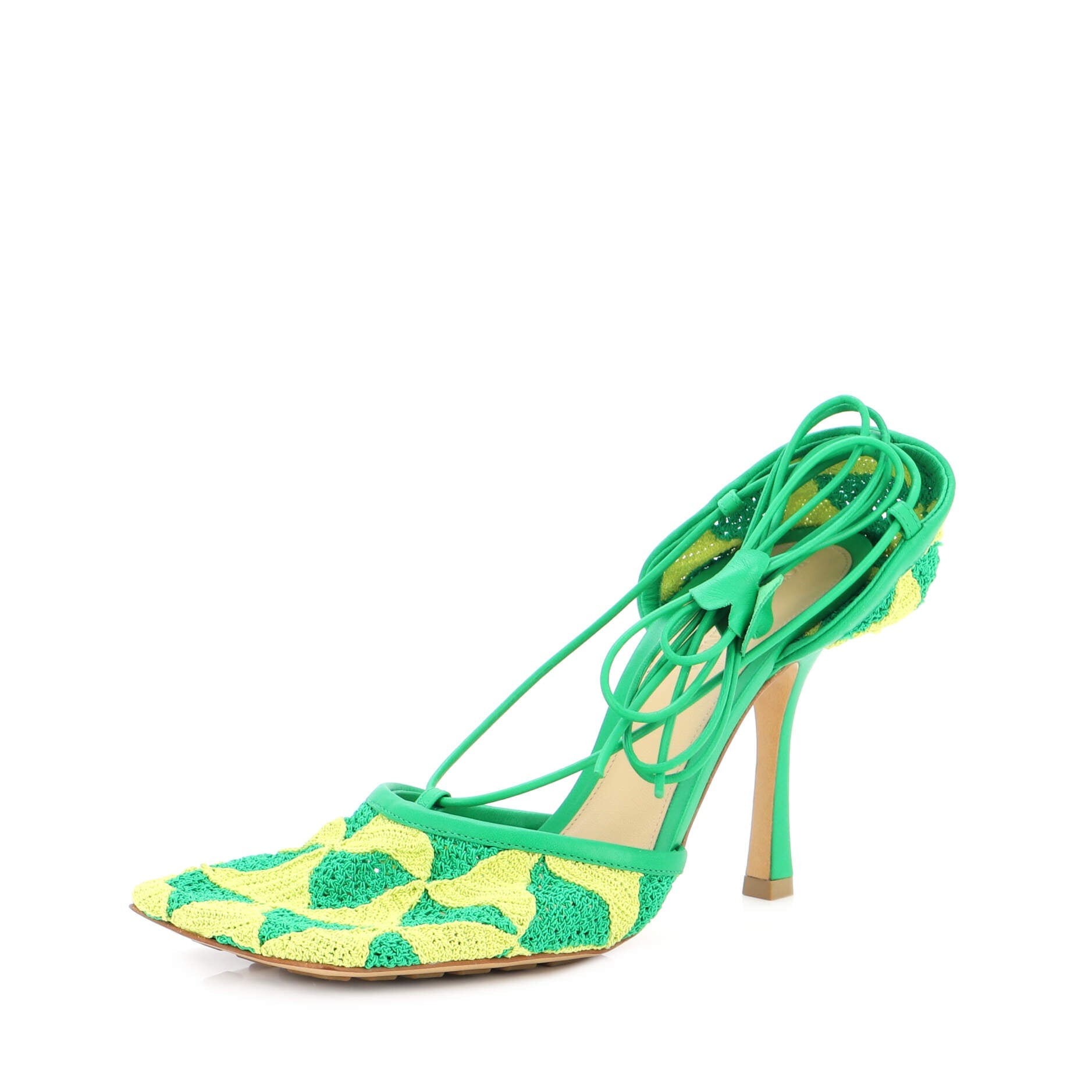 Women's Stretch Ankle Tie Heeled Sandals Crochet
