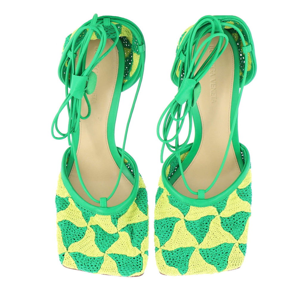 Women's Stretch Ankle Tie Heeled Sandals Crochet