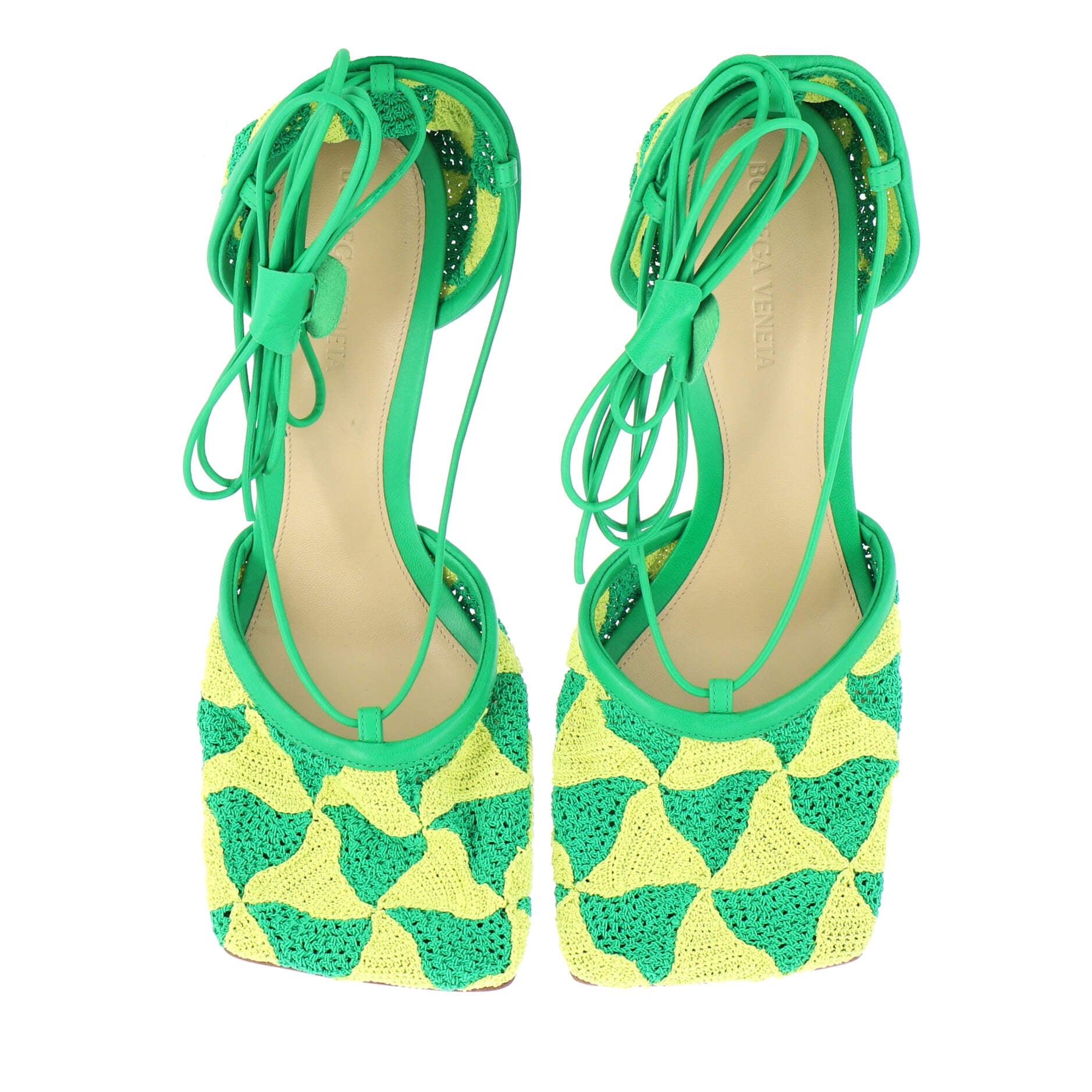 Women's Stretch Ankle Tie Heeled Sandals Crochet