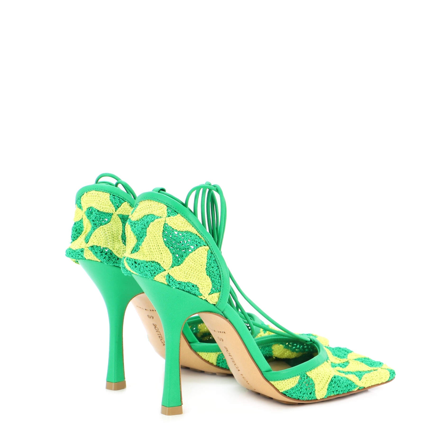 Women's Stretch Ankle Tie Heeled Sandals Crochet