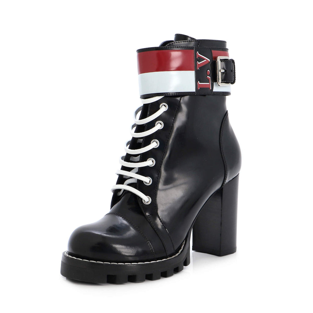 Women's Star Trail Buckle Ankle Boots Printed Patent