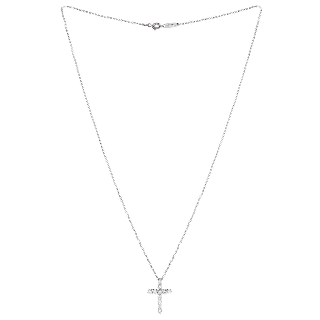 Cross Pendant Necklace Platinum and Diamonds Small