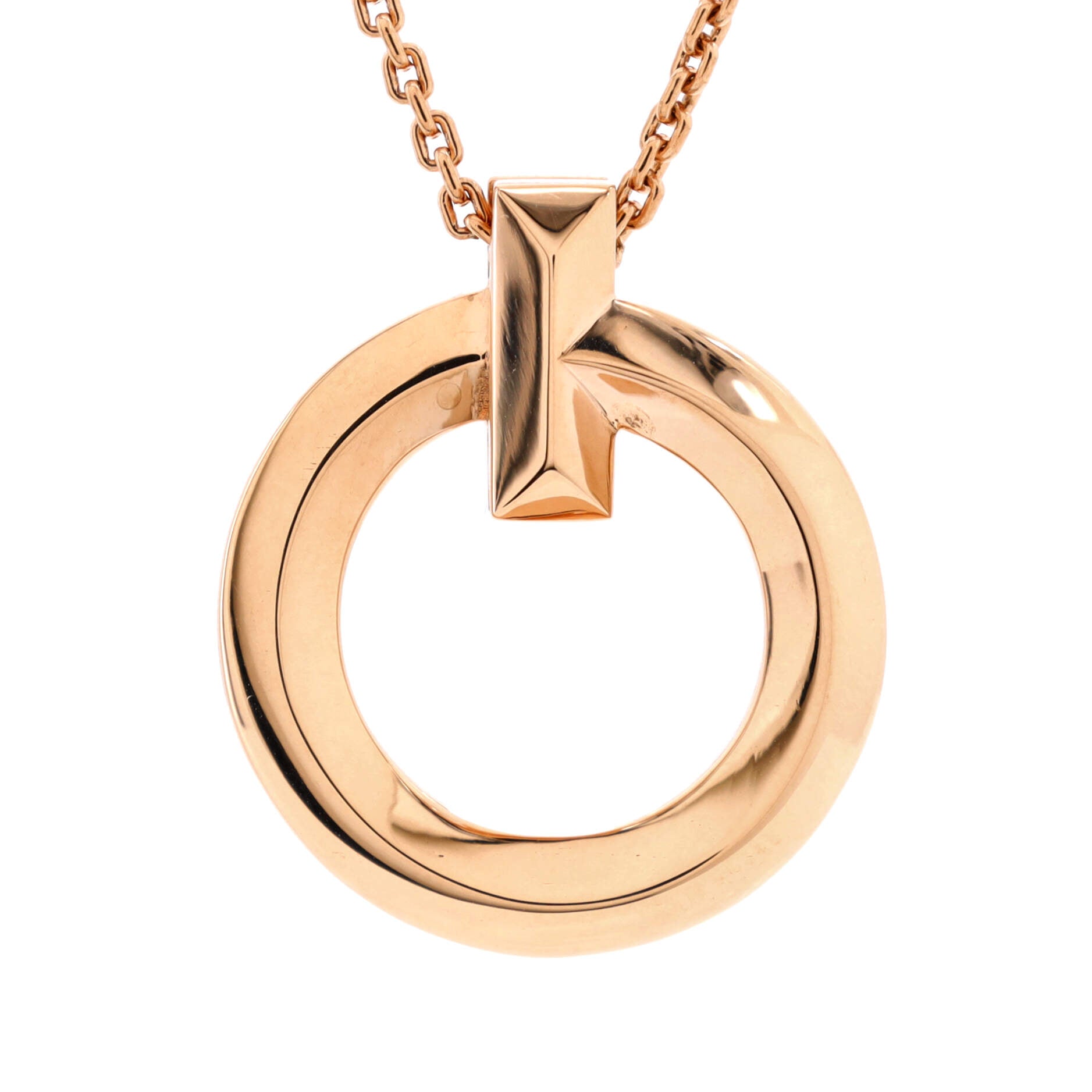 T1 Circle Pendant Necklace 18K Rose Gold Small