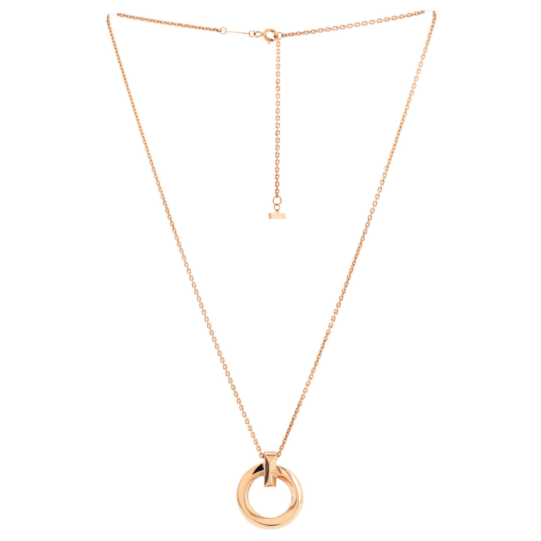 T1 Circle Pendant Necklace 18K Rose Gold Small