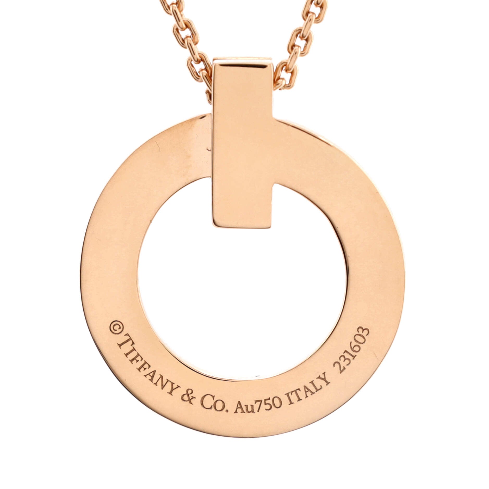 T1 Circle Pendant Necklace 18K Rose Gold Small