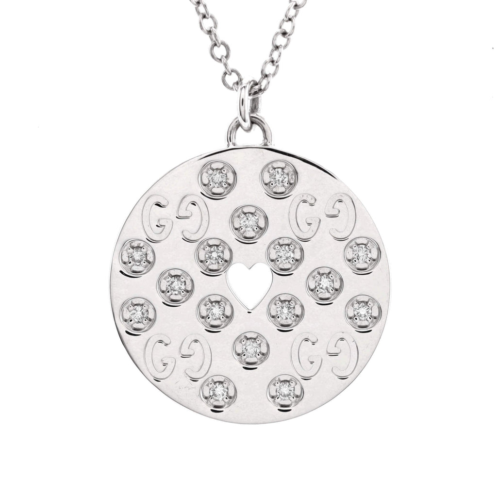 GG Icon Heart Necklace 18K White Gold with Diamonds