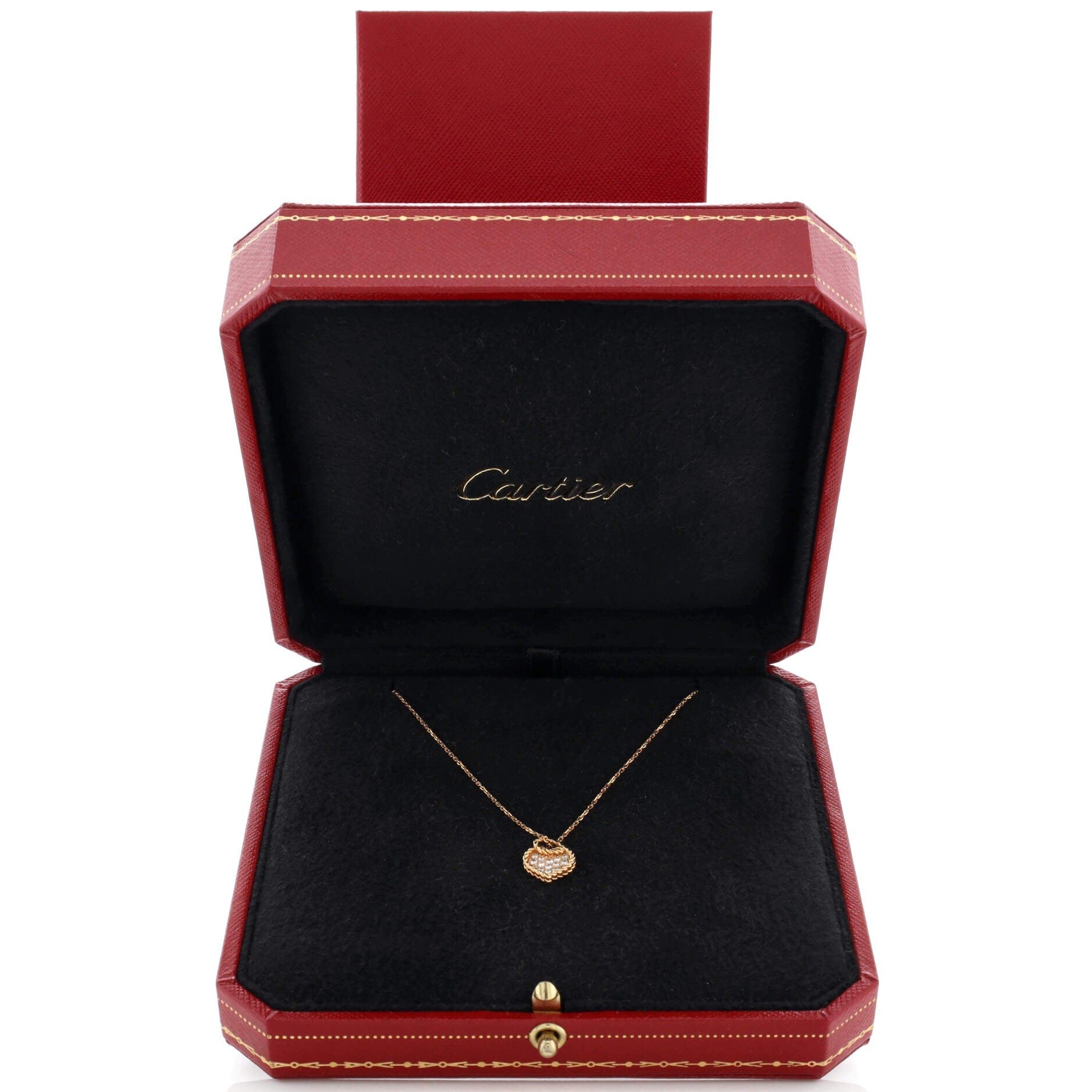 Torta Heart Pendant Necklace 18K Rose Gold with Pave Diamonds
