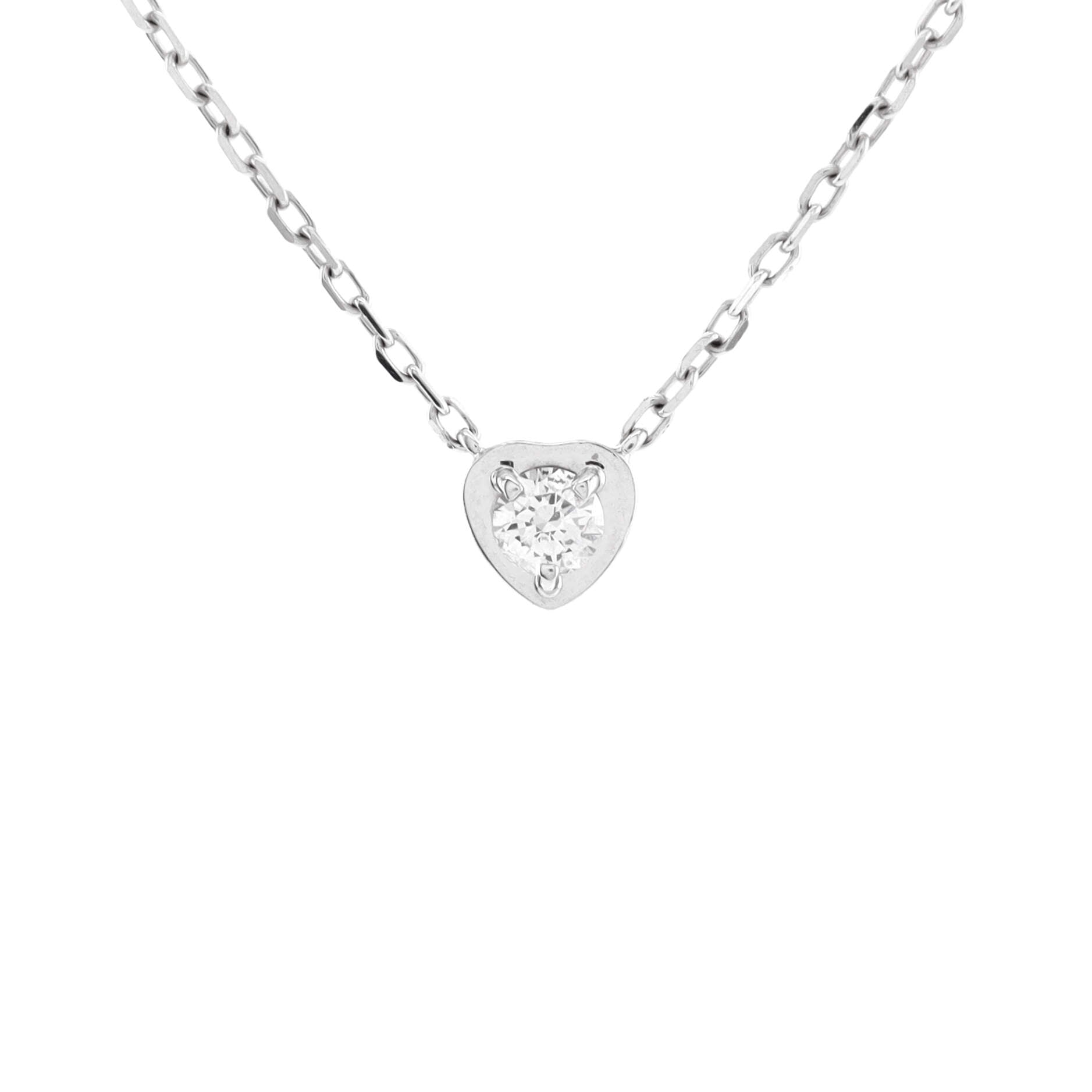 D'Amour Heart Pendant Necklace 18K White Gold with Diamond