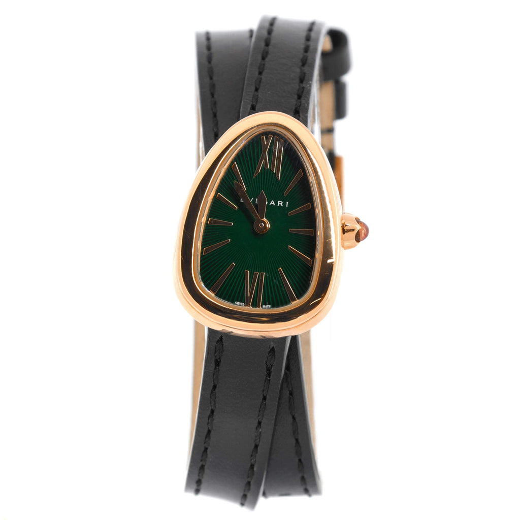 Serpenti Double Wrap Quartz Watch Rose Gold and Leather 20